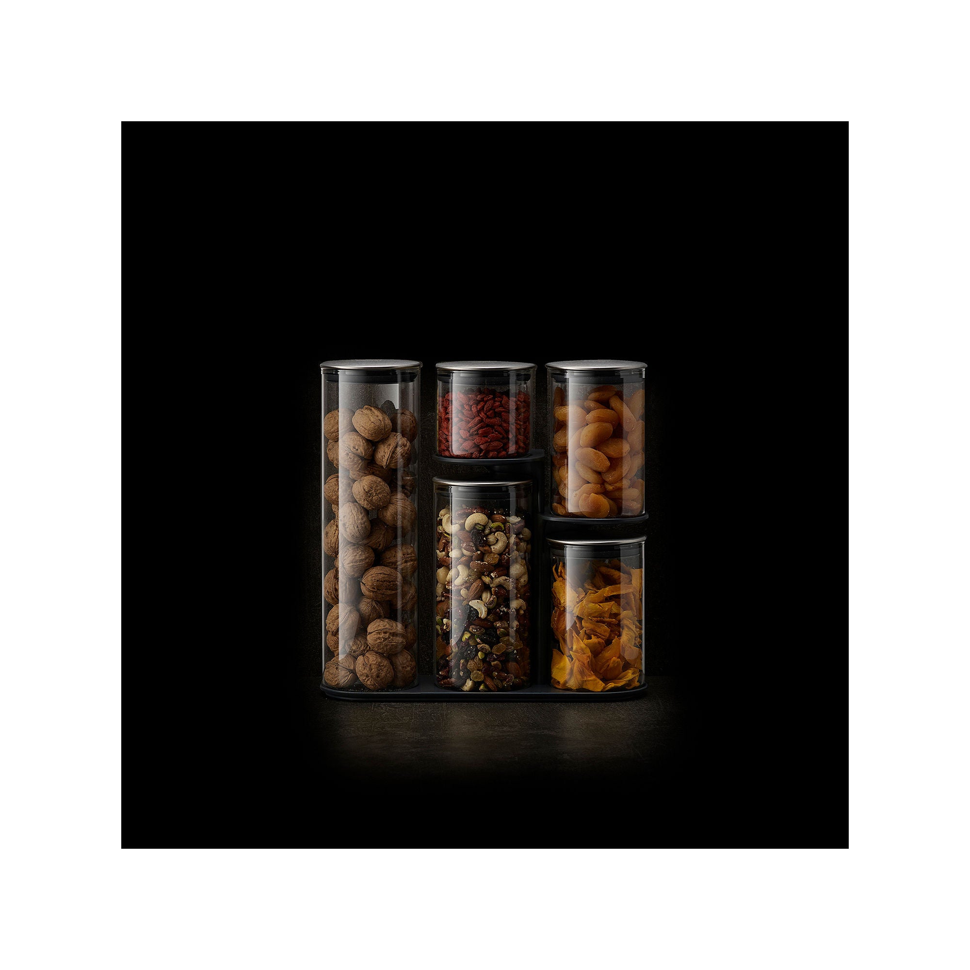 Podium 100 5-piece Glass Storage Jar Set with Stand