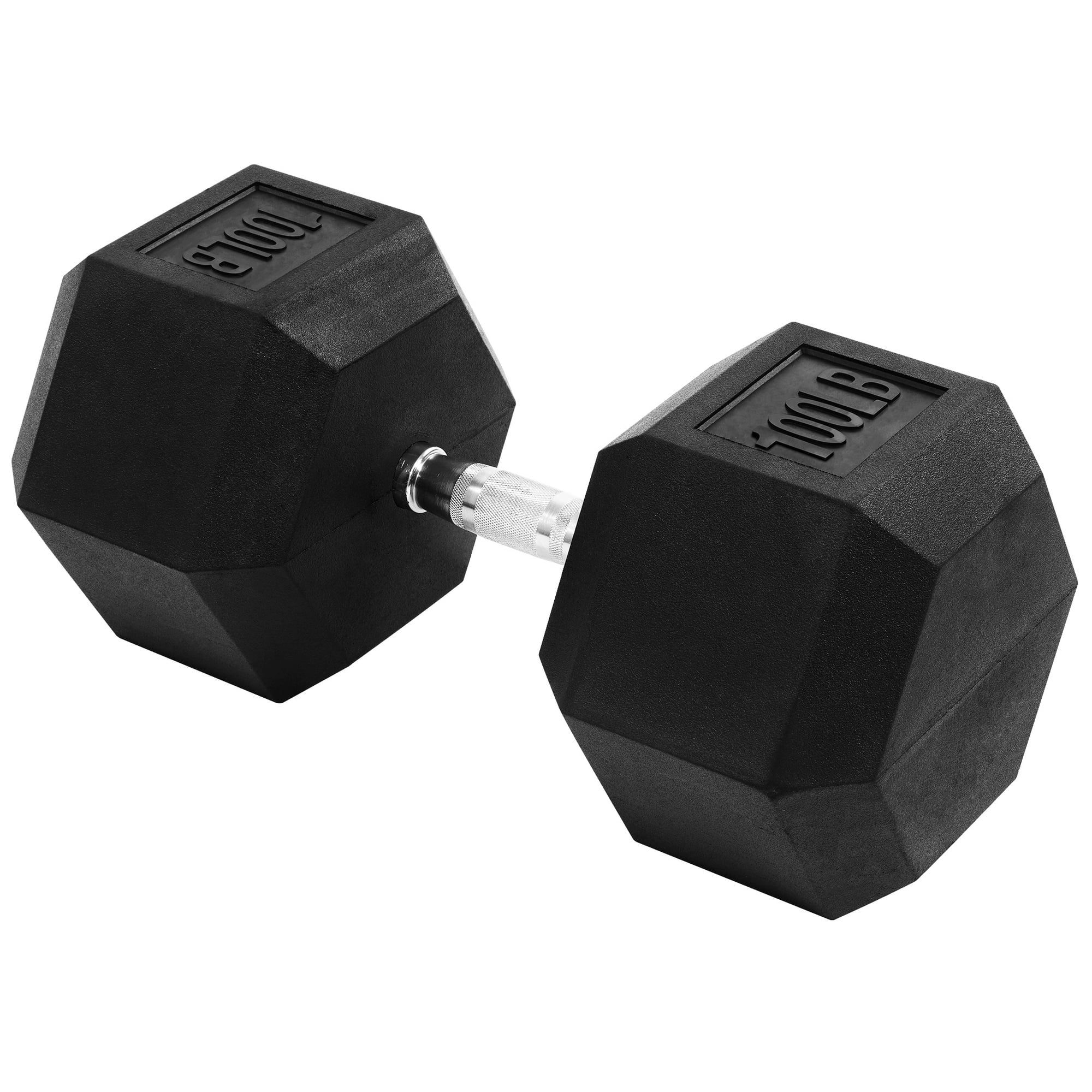 BalanceFrom Rubber Encased Hex Dumbbells, 100 lb Single, Black