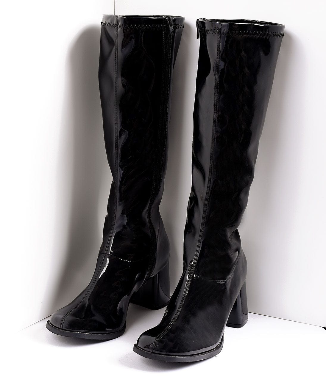 Black Patent Knee High Go Go Boots