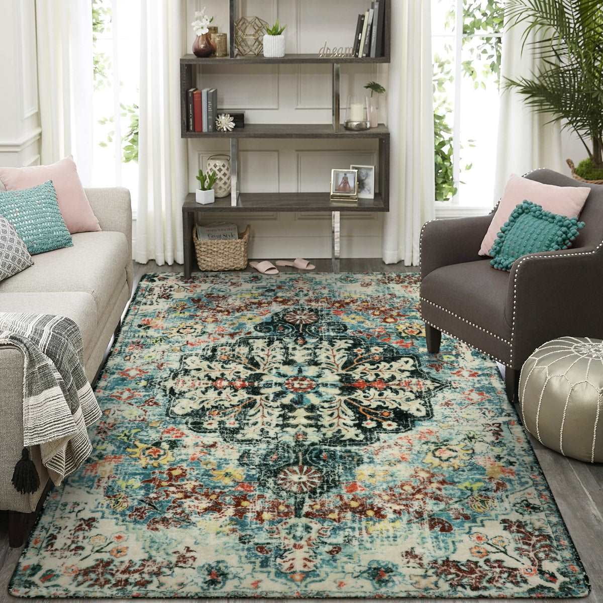 Moynesa WT-H53-640LLSALD-274X366 9'x12' Teal Bohemian Area Rug