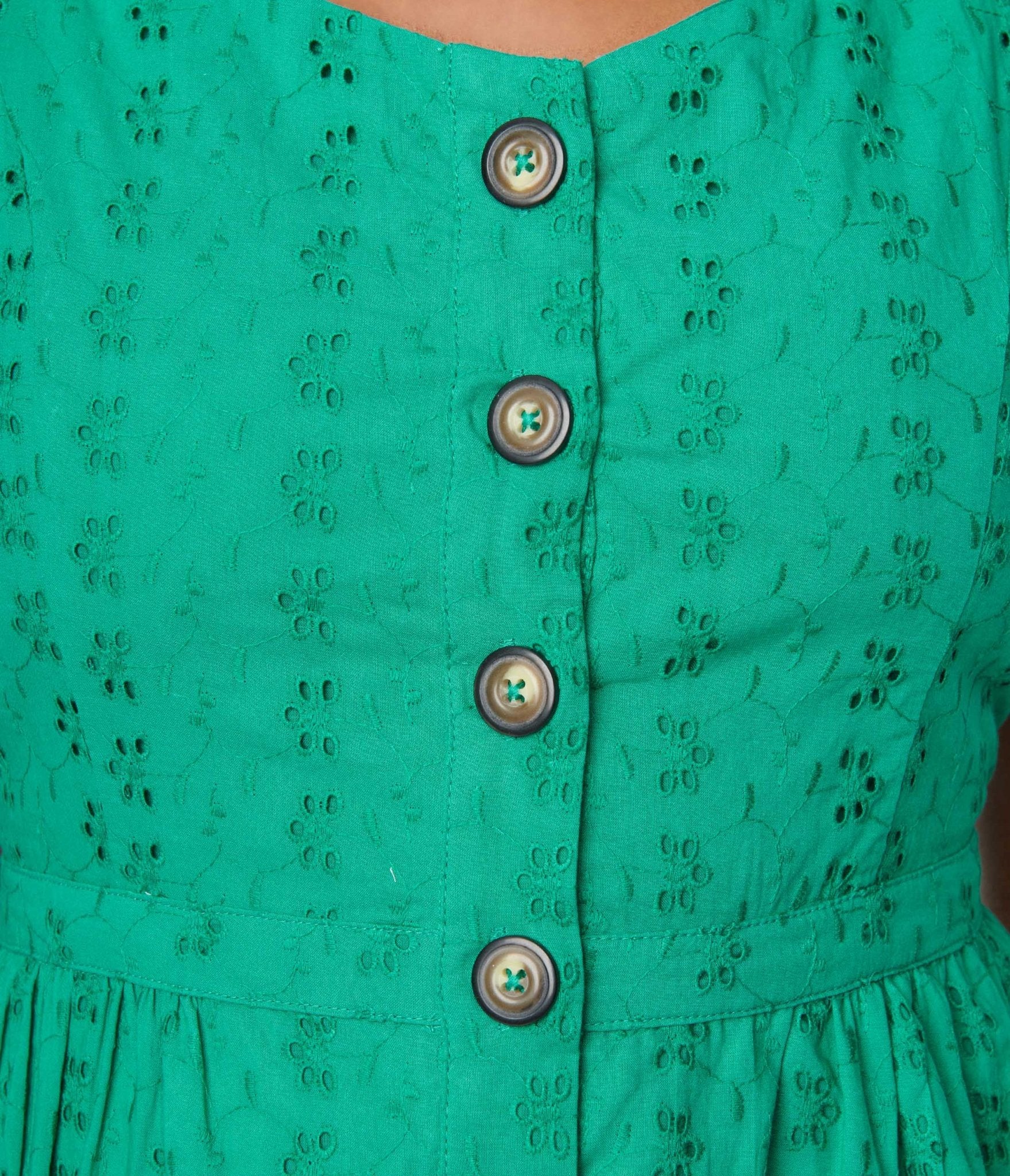 Kelly Green Eyelet Button Up Sundress