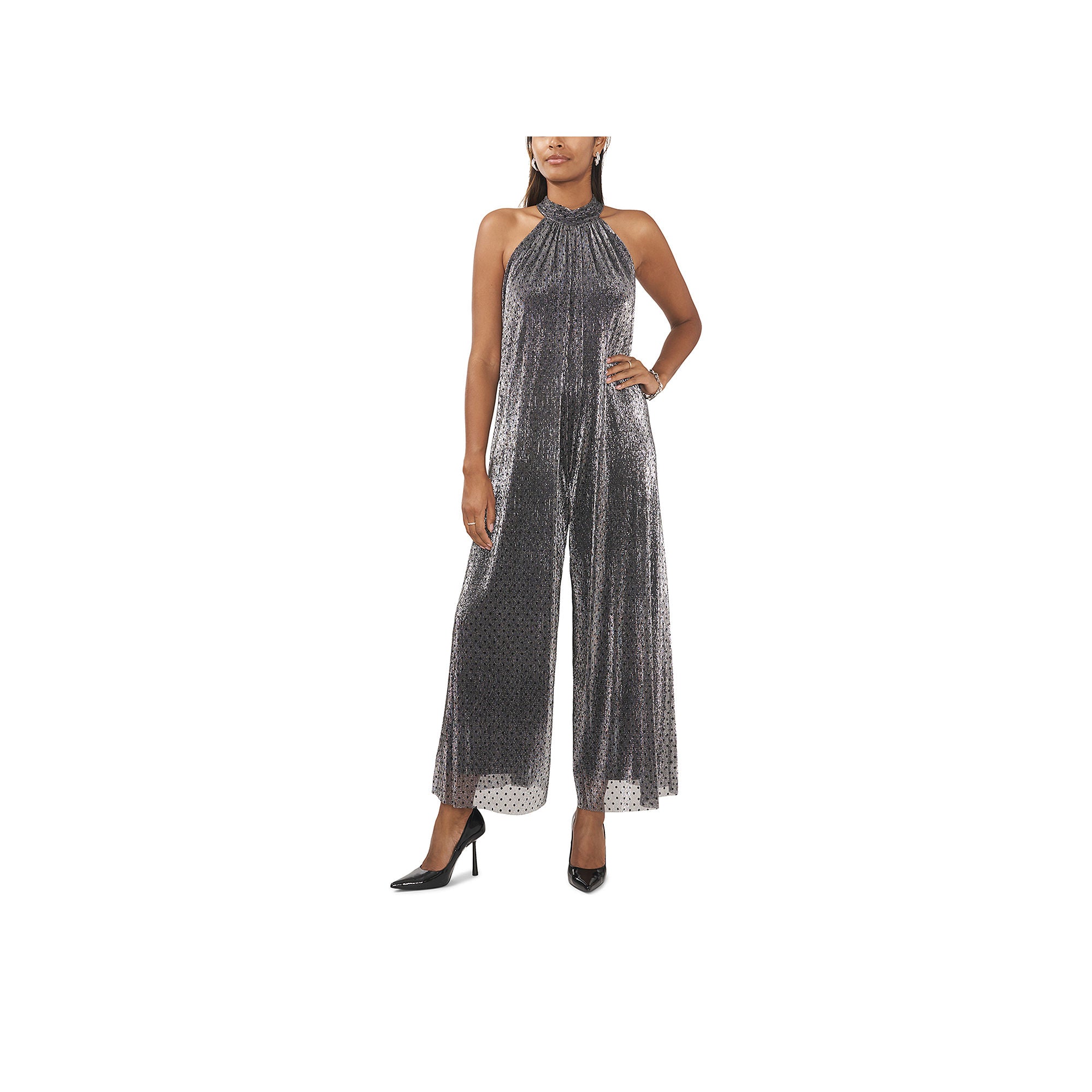 Msk Sleeveless Metallic Jumpsuit - BLACK GOLD X-SMALL