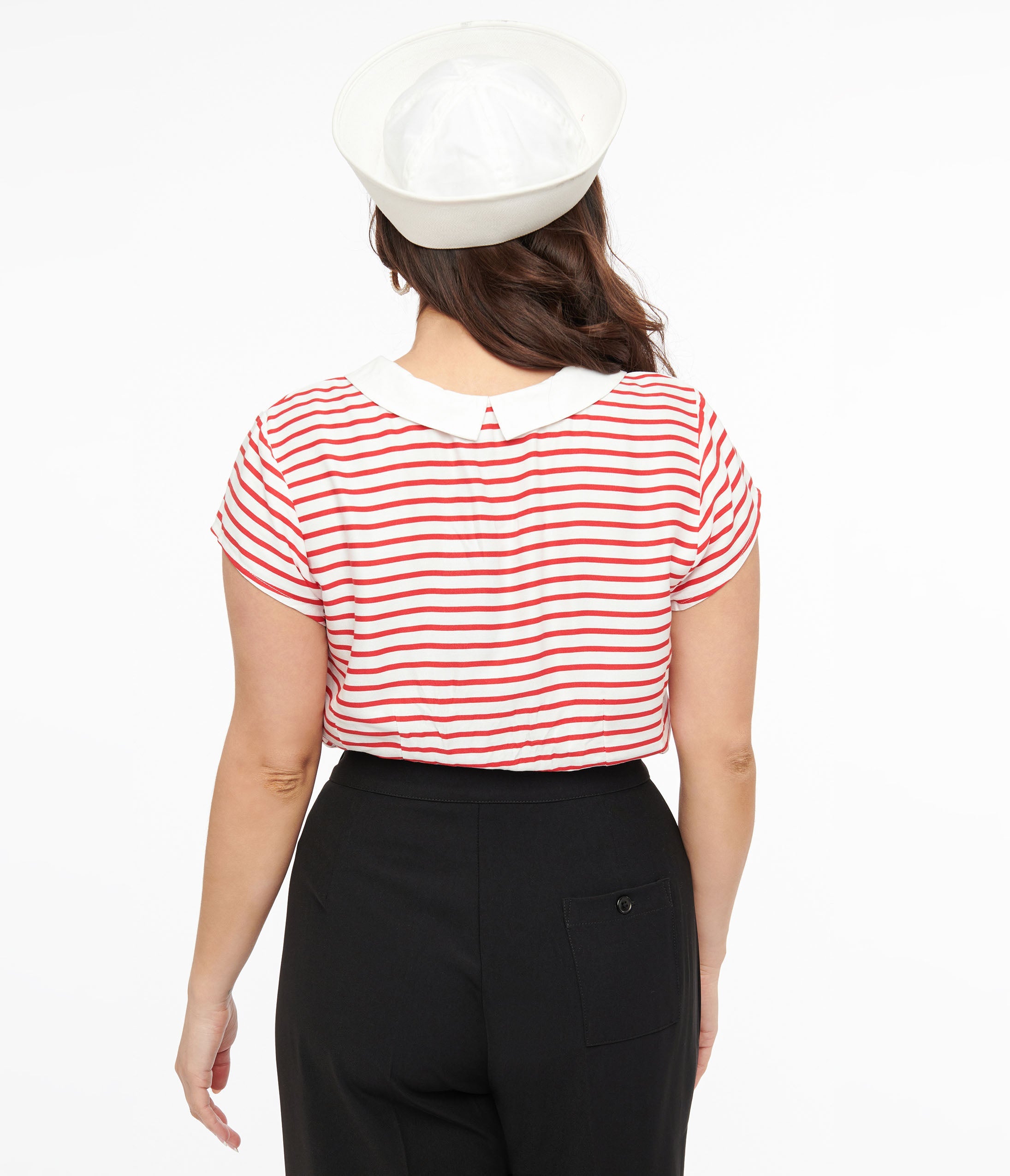 Hell Bunny 1940s Red & White Stripe Ahoy Blouse