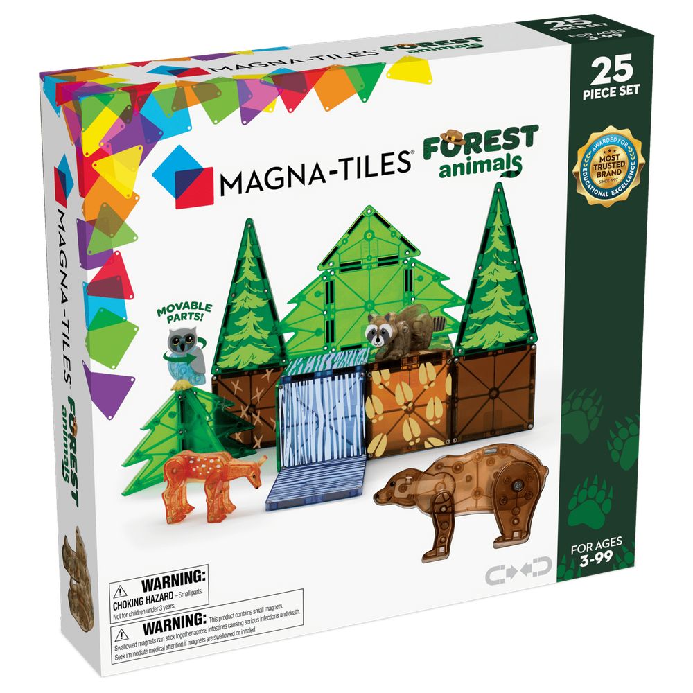 Magna-Tiles 22225 Forest Animals 25-Piece Magnetic Construction Set, Multicolor