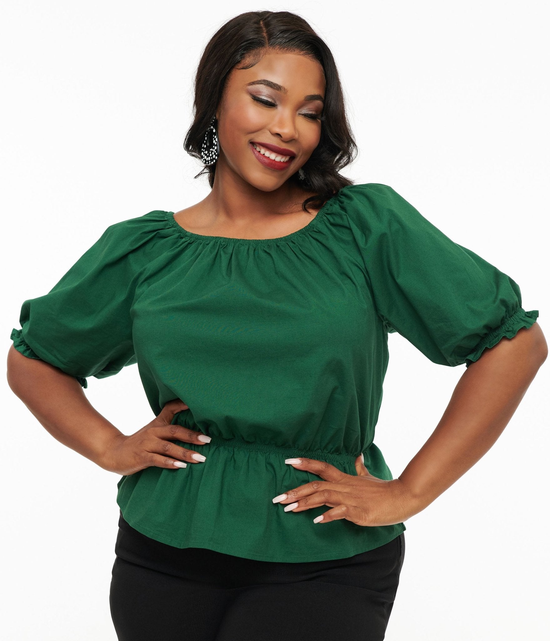 Collectif Plus Size 1940s Green Ellie Top