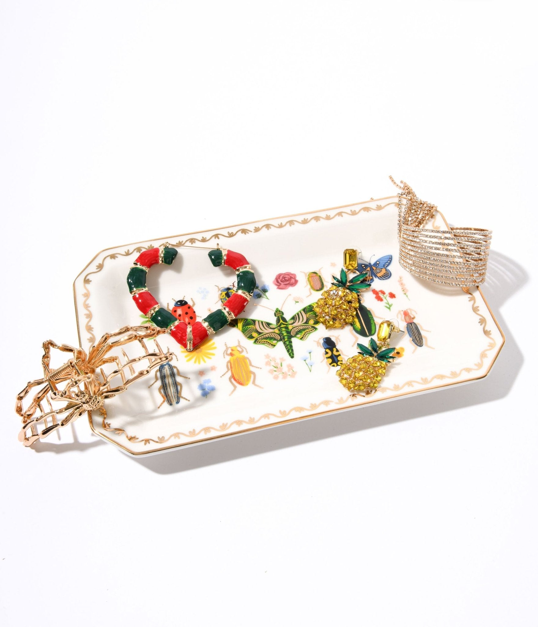 Ivory & Gold Garden Porcelain Catchall Tray