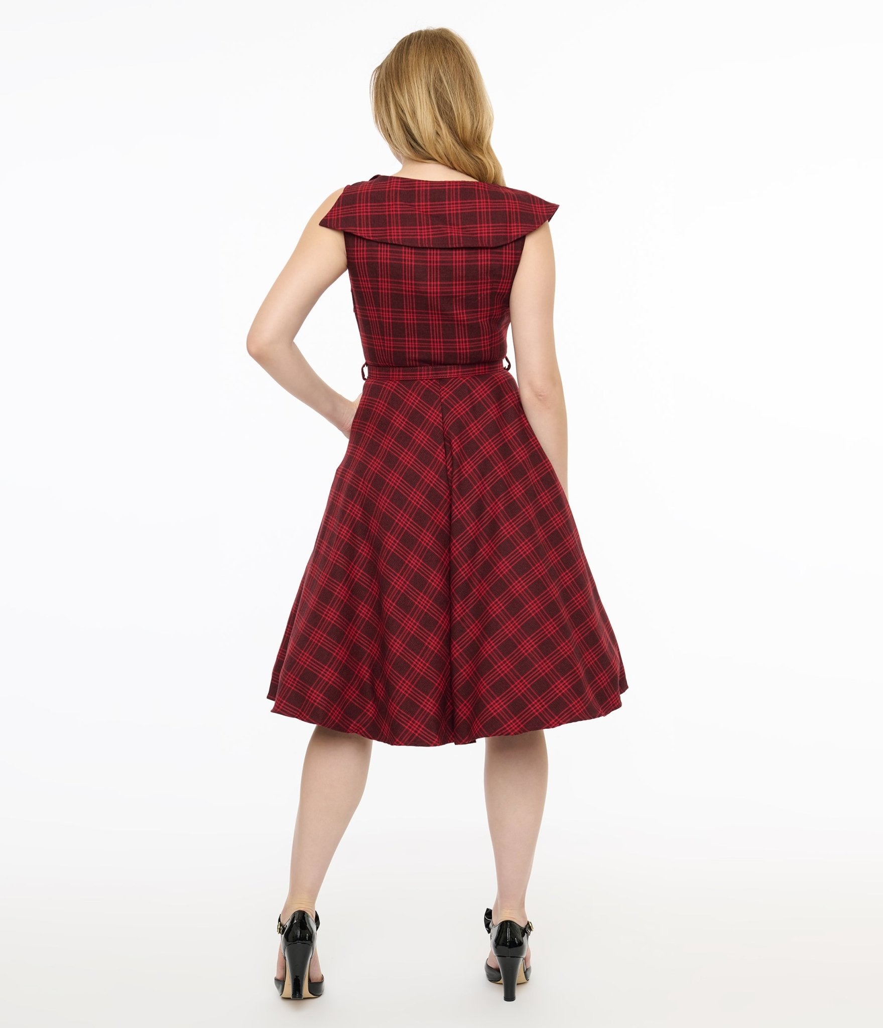 Voodoo Vixen 1950s Red Check Fit & Flare Dress