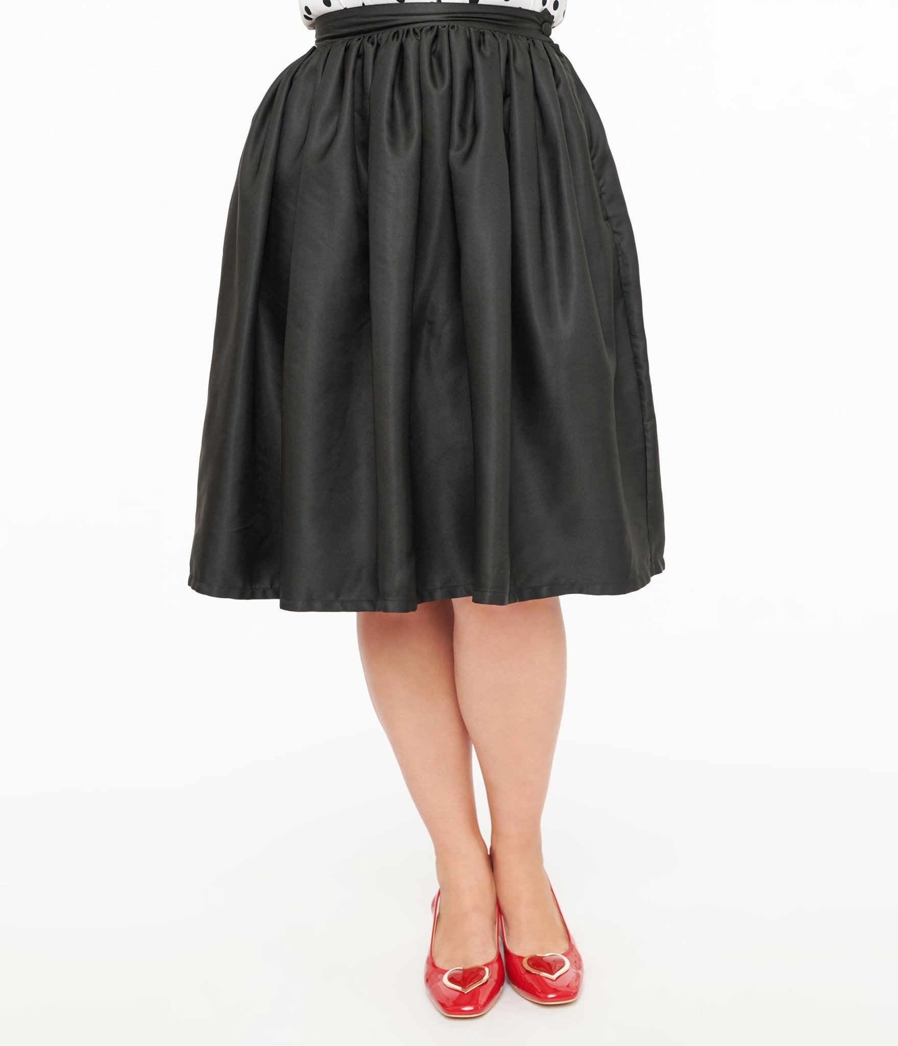 Unique Vintage 1950s Black Cotton Gellar Swing Skirt