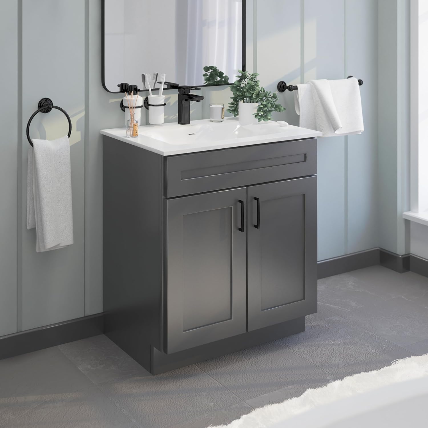 Royal Cabinets 80-8202-0-1617 30 x 34-1/2 x 21 in. Shaker Vanity Base Cabinet in Grey