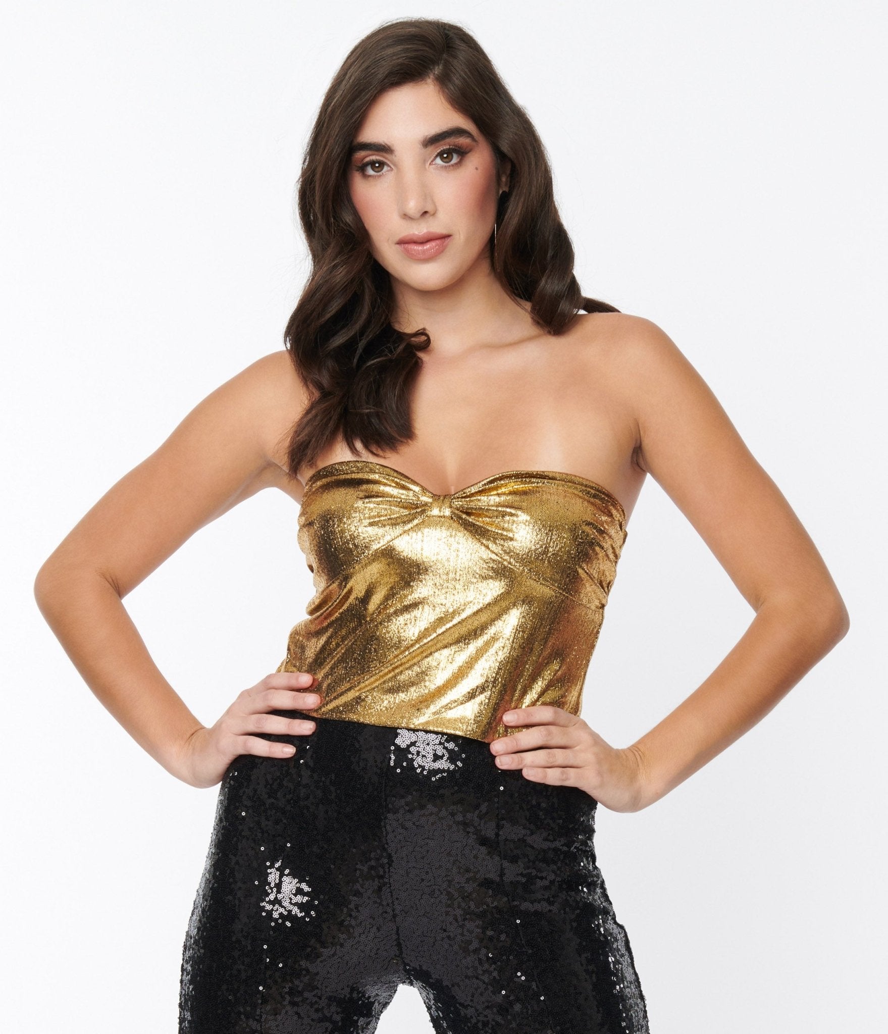 Liquid Gold Metallic Tube Top