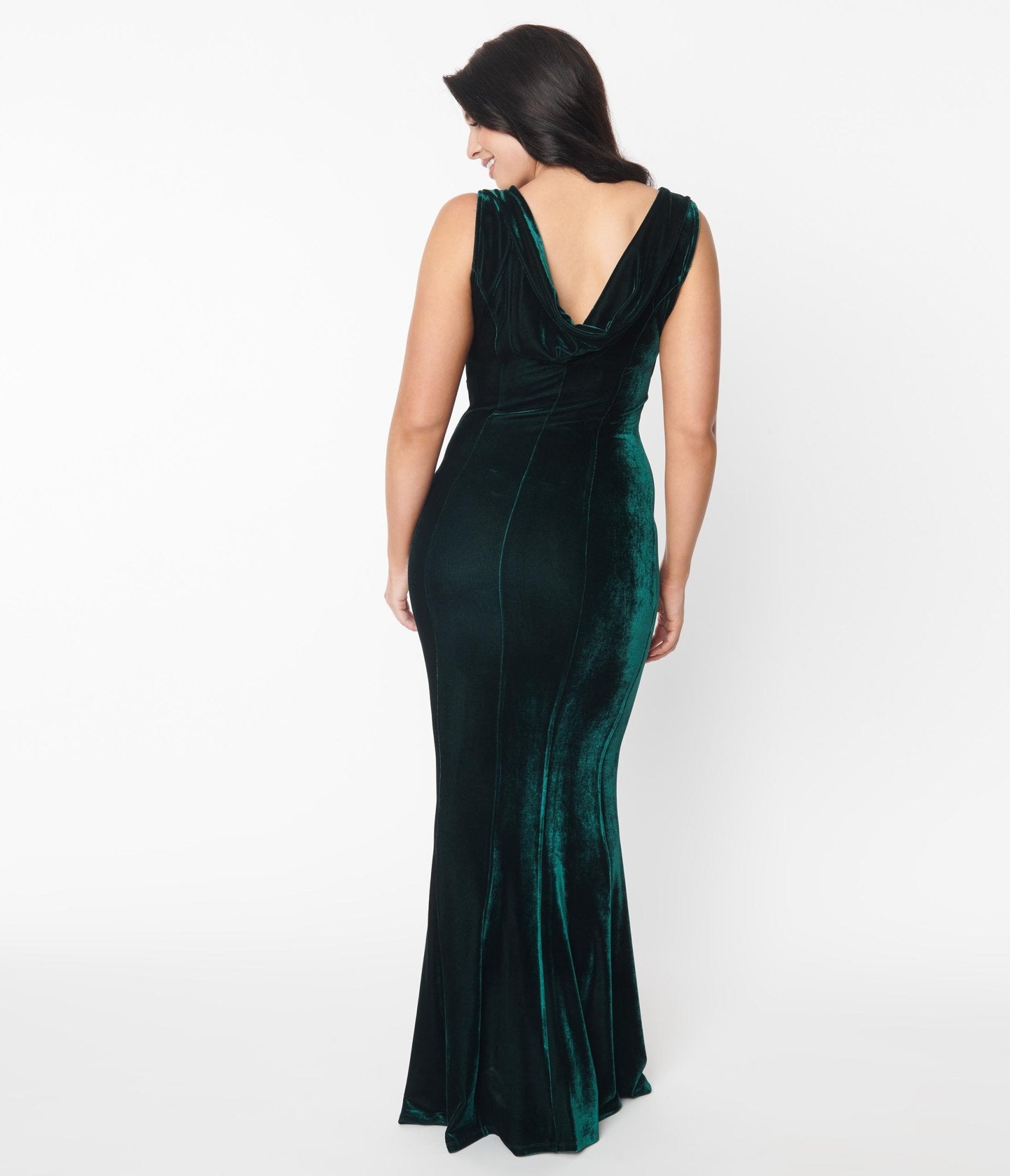 Unique Vintage 1930s Emerald Green Velvet Goldwyn Gown