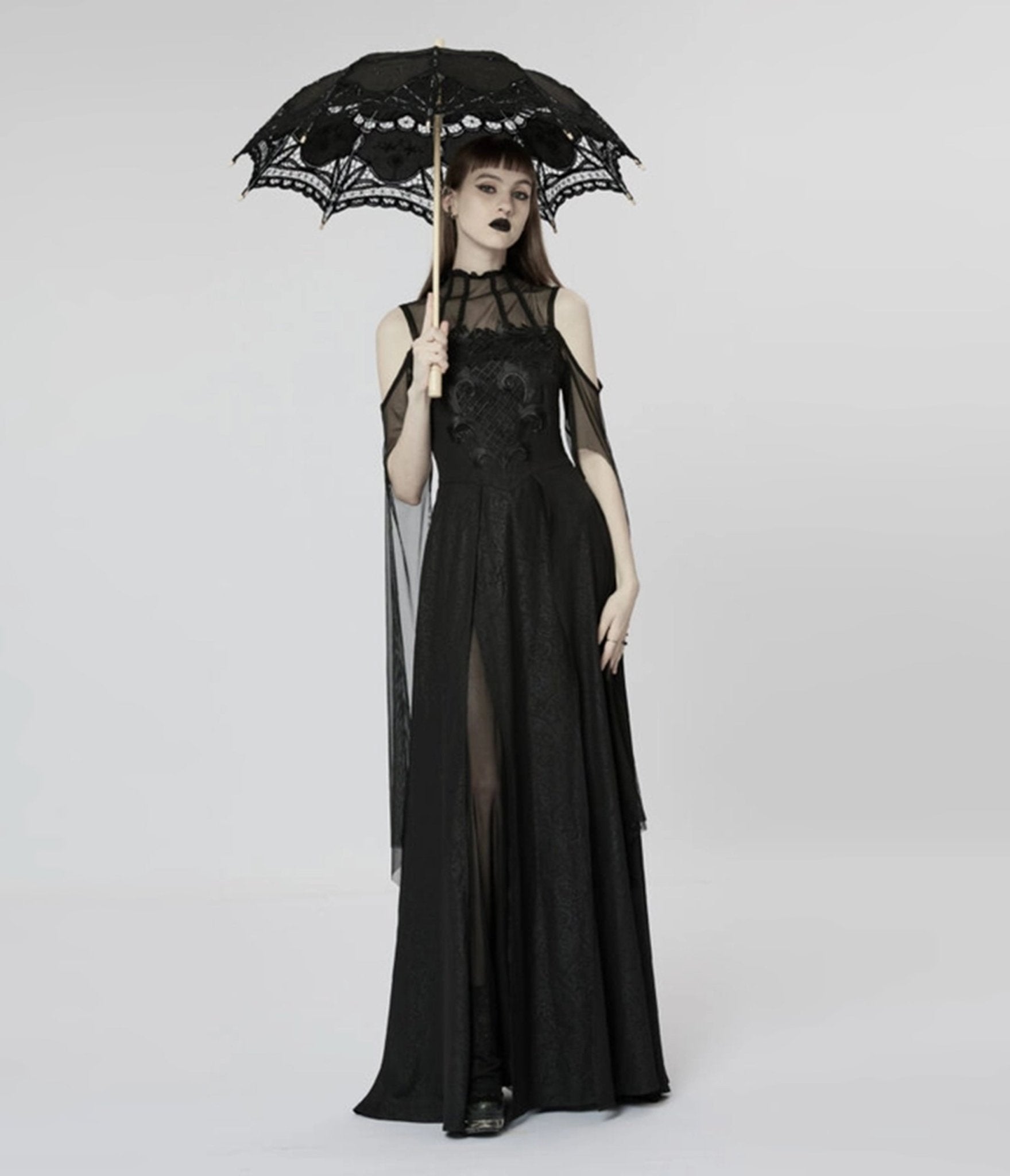 Western Fashion Gothic Black Lace Cotton Parasol