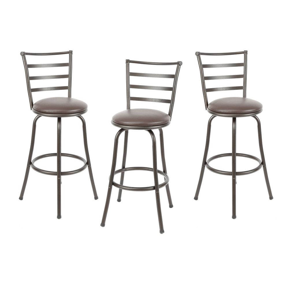 Mainstays GBS592-A3FL Adjustable Height Swivel Barstool, Hammered Bronze Finish, Set of 3