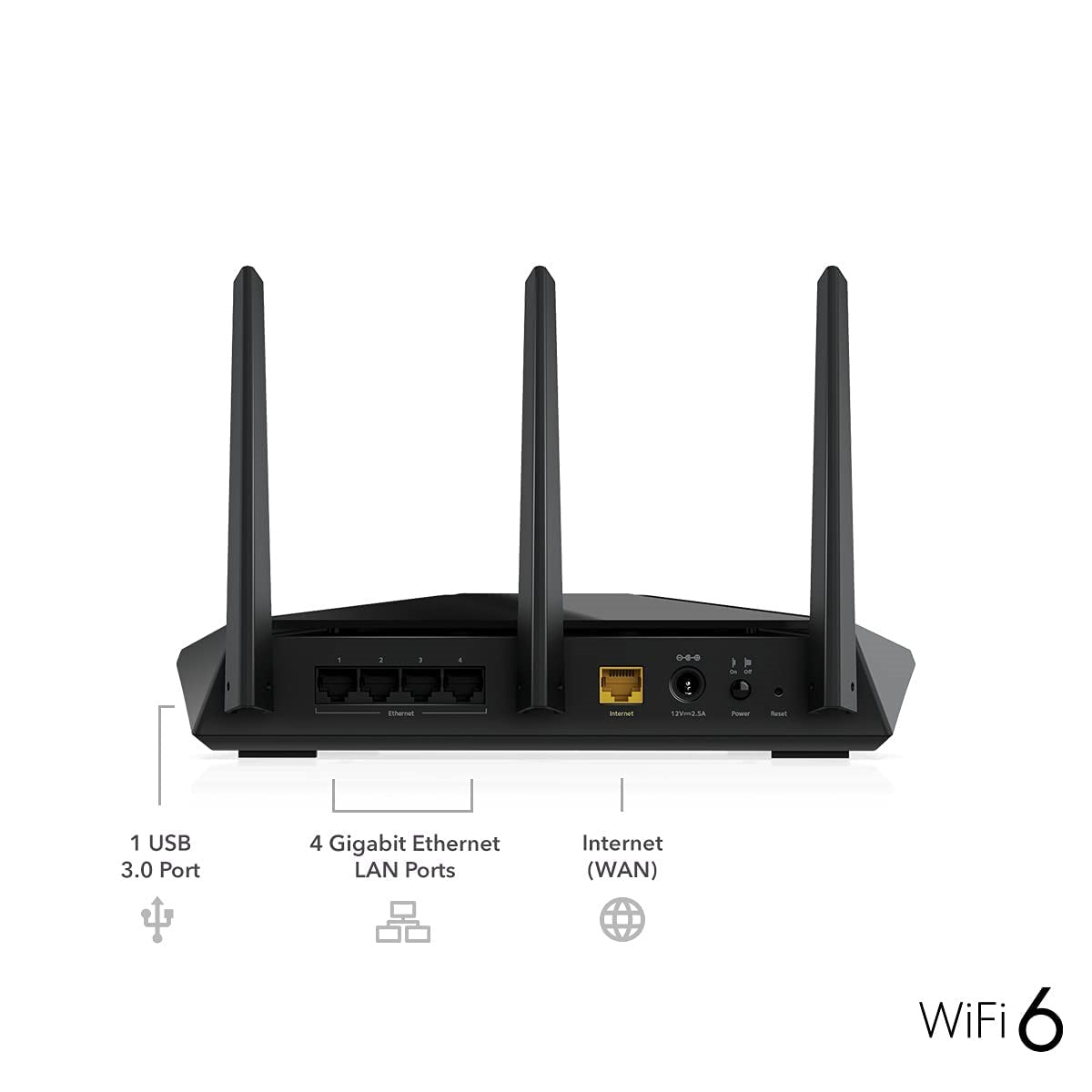 Netgear RAX29-100NAS Nighthawk AX2400 WiFi 6 Router, Black