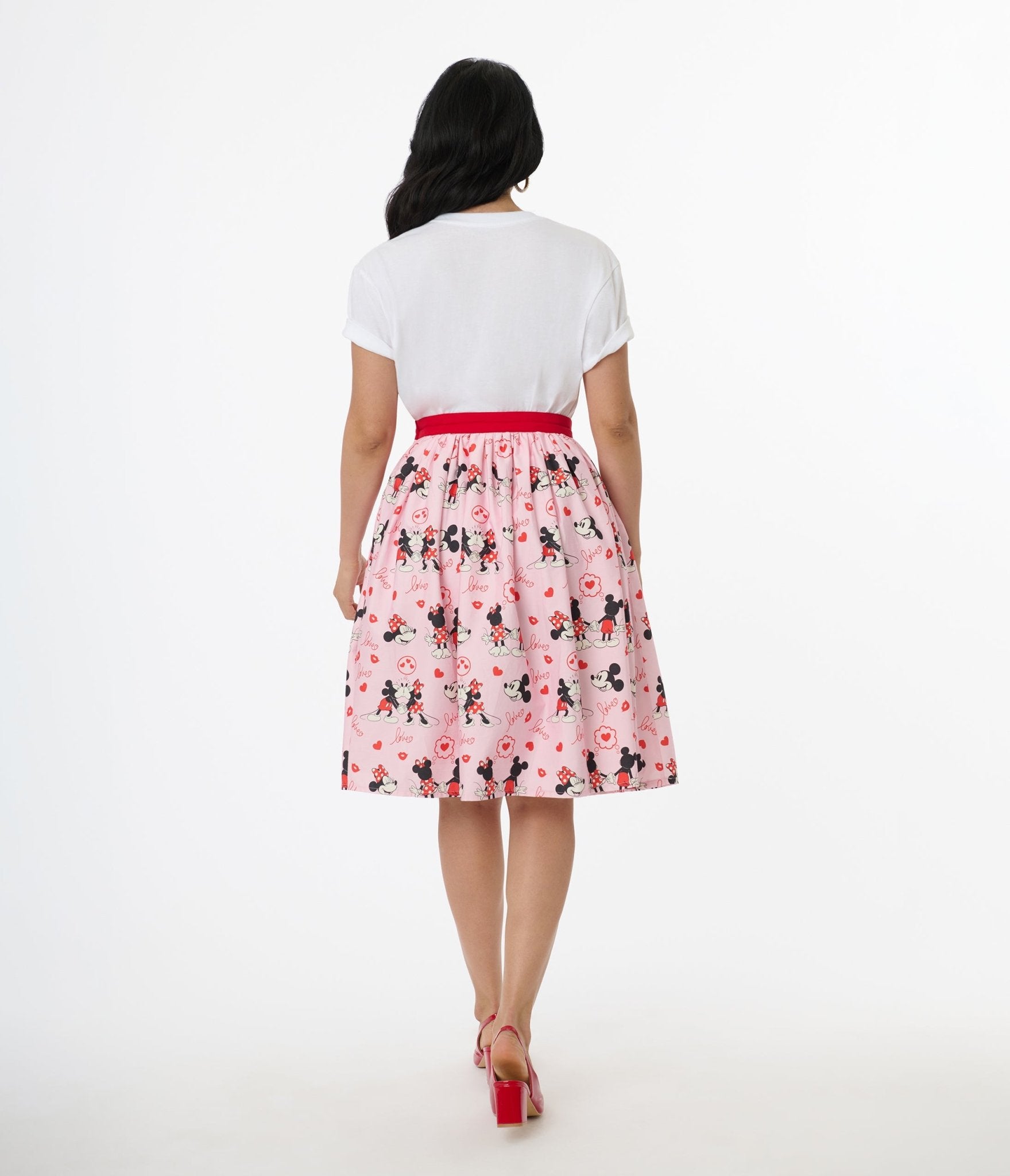 Disney Valentine Collection by Unique Vintage Valentine Mickey & Minnie Cotton Swing Skirt