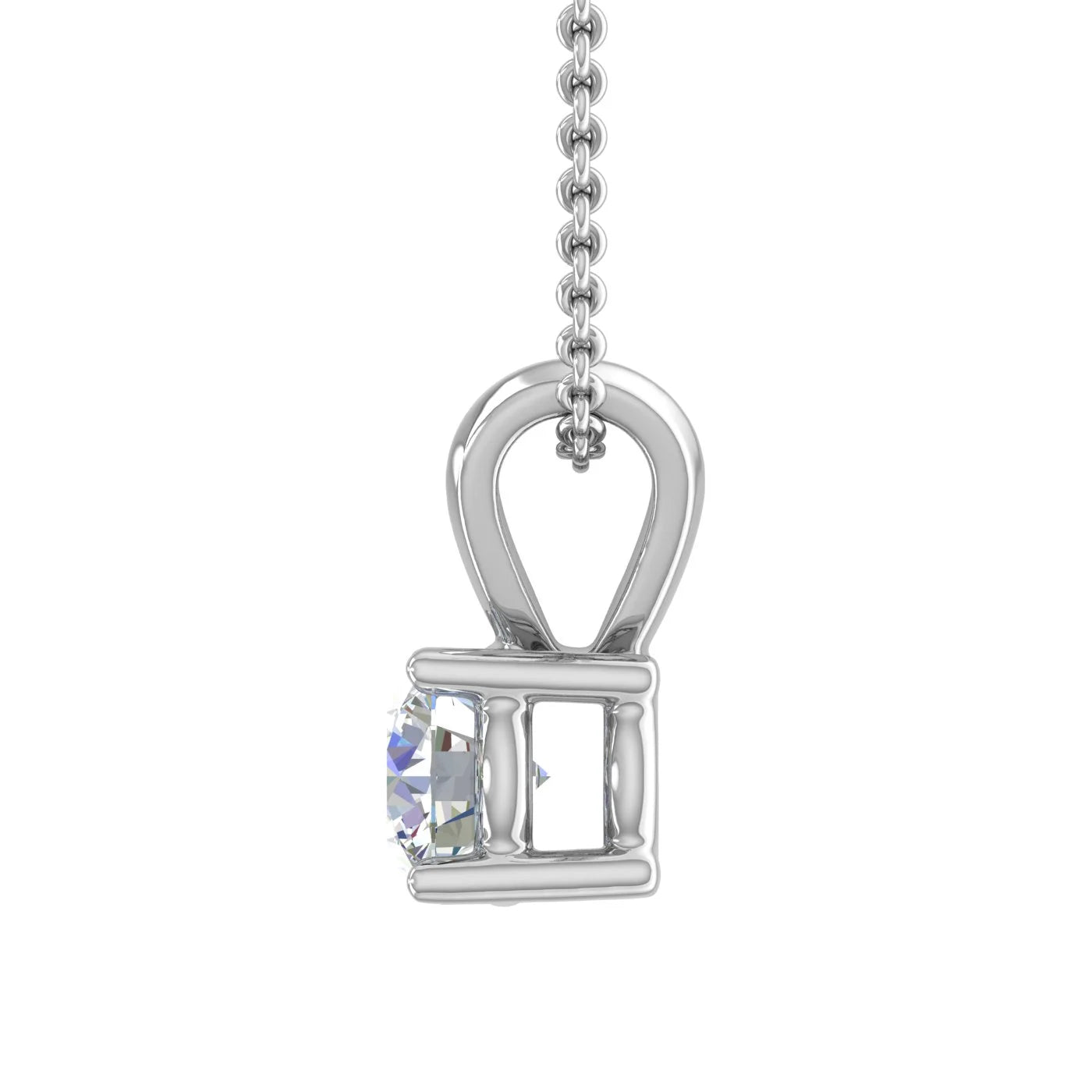 Finerock LLC PD-07816-I1I2G-14KWX Solitaire Pendant Necklace in 14K White Gold 1/4 Carat Diamond (Silver Chain Included)