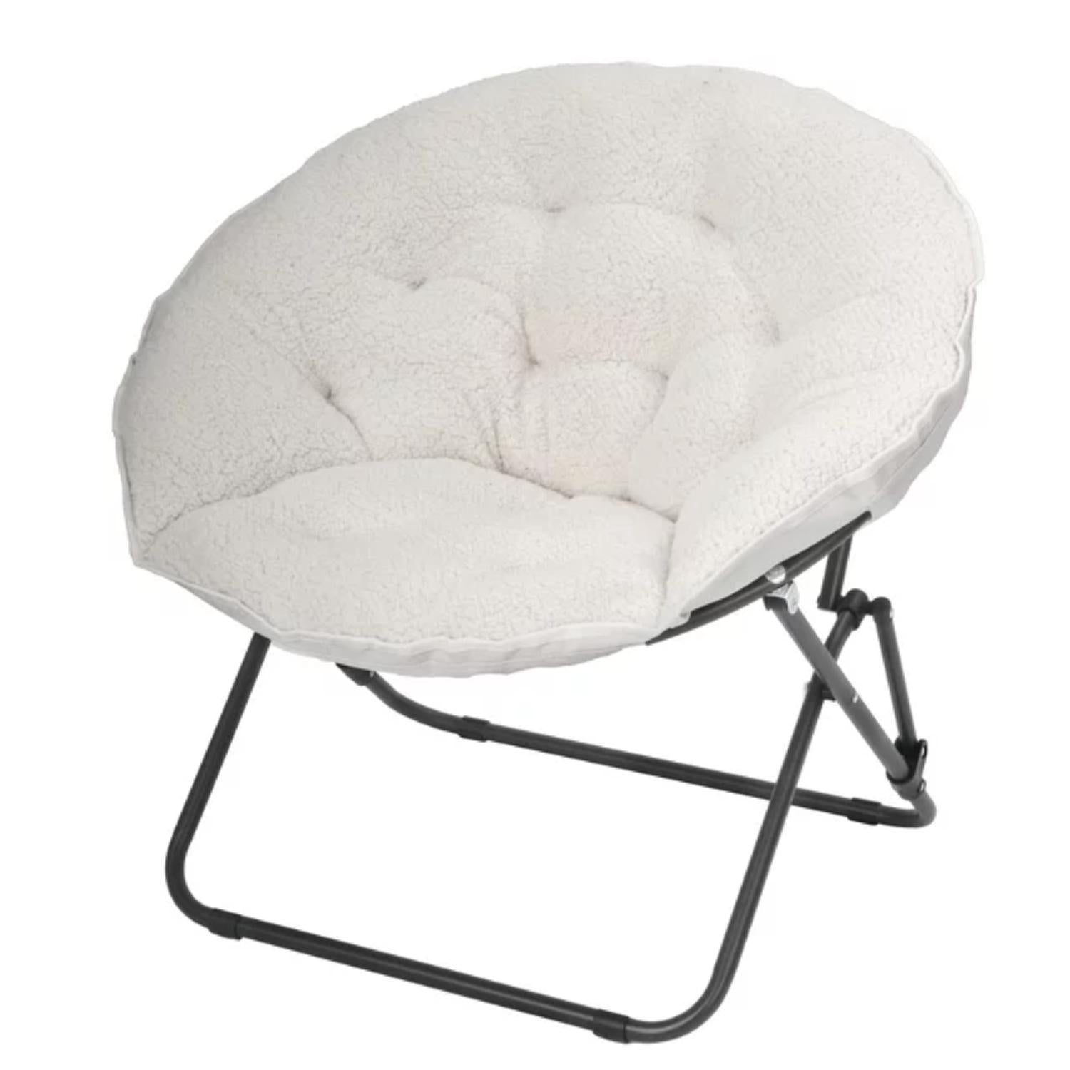 Mainstays AC5726G Saucer Chair for Kids and Teens, White Faux Shearling