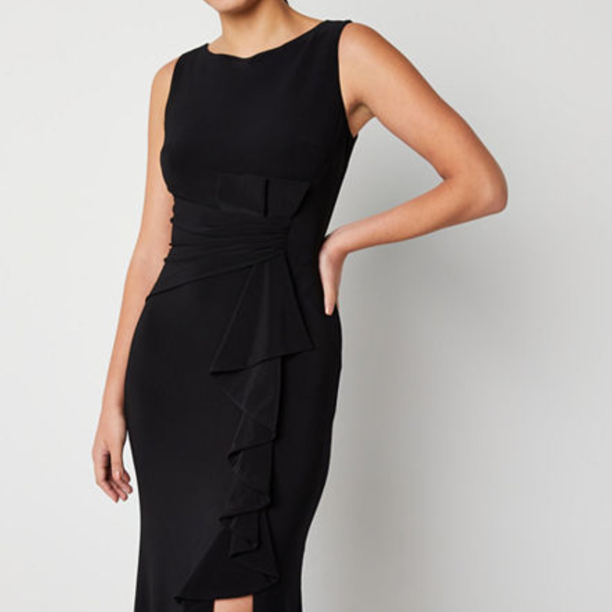 Dj Jaz Ruffle Sleeveless Evening Gown - BLACK 18