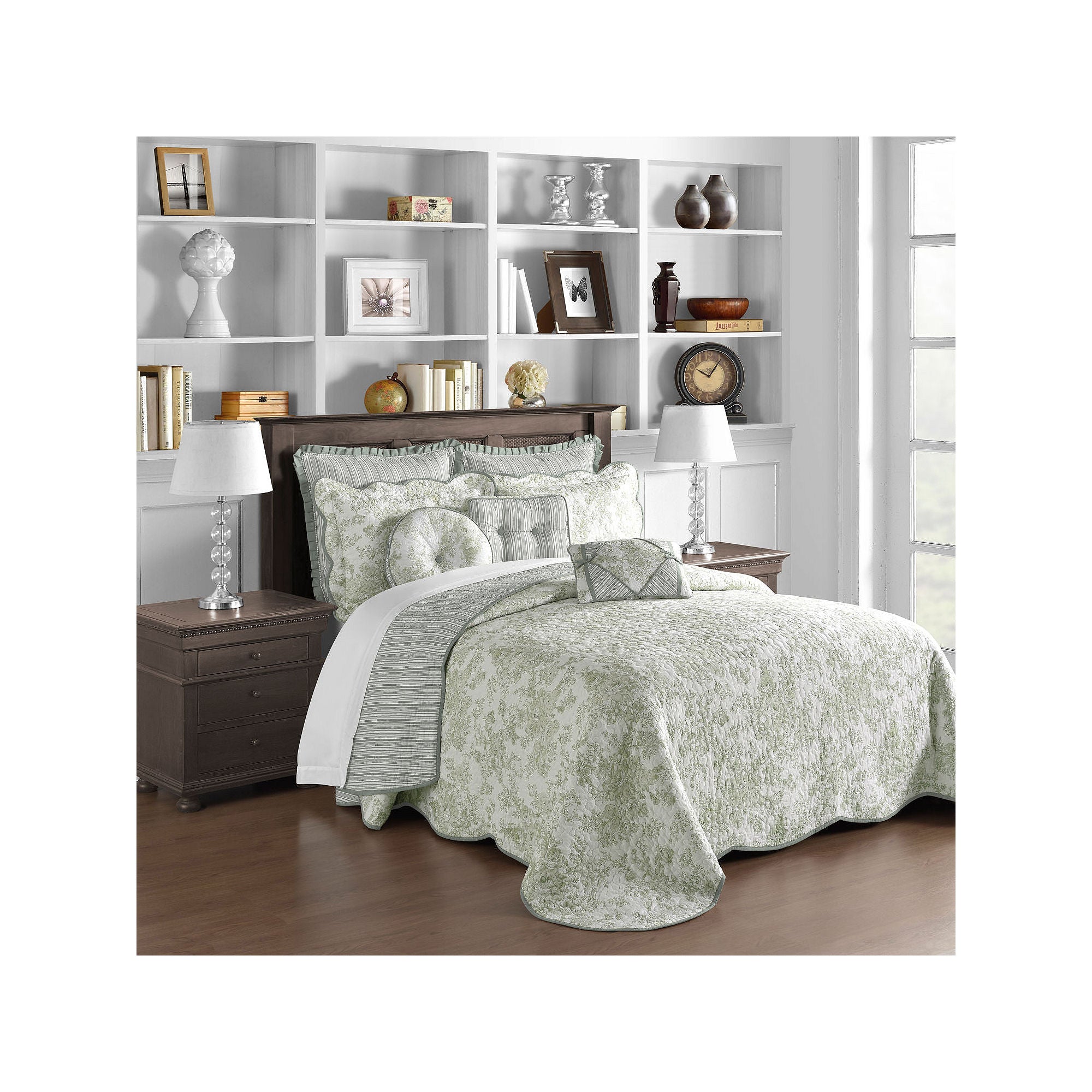 Laurel Manor Toile Garden Bedspread Green - Twin