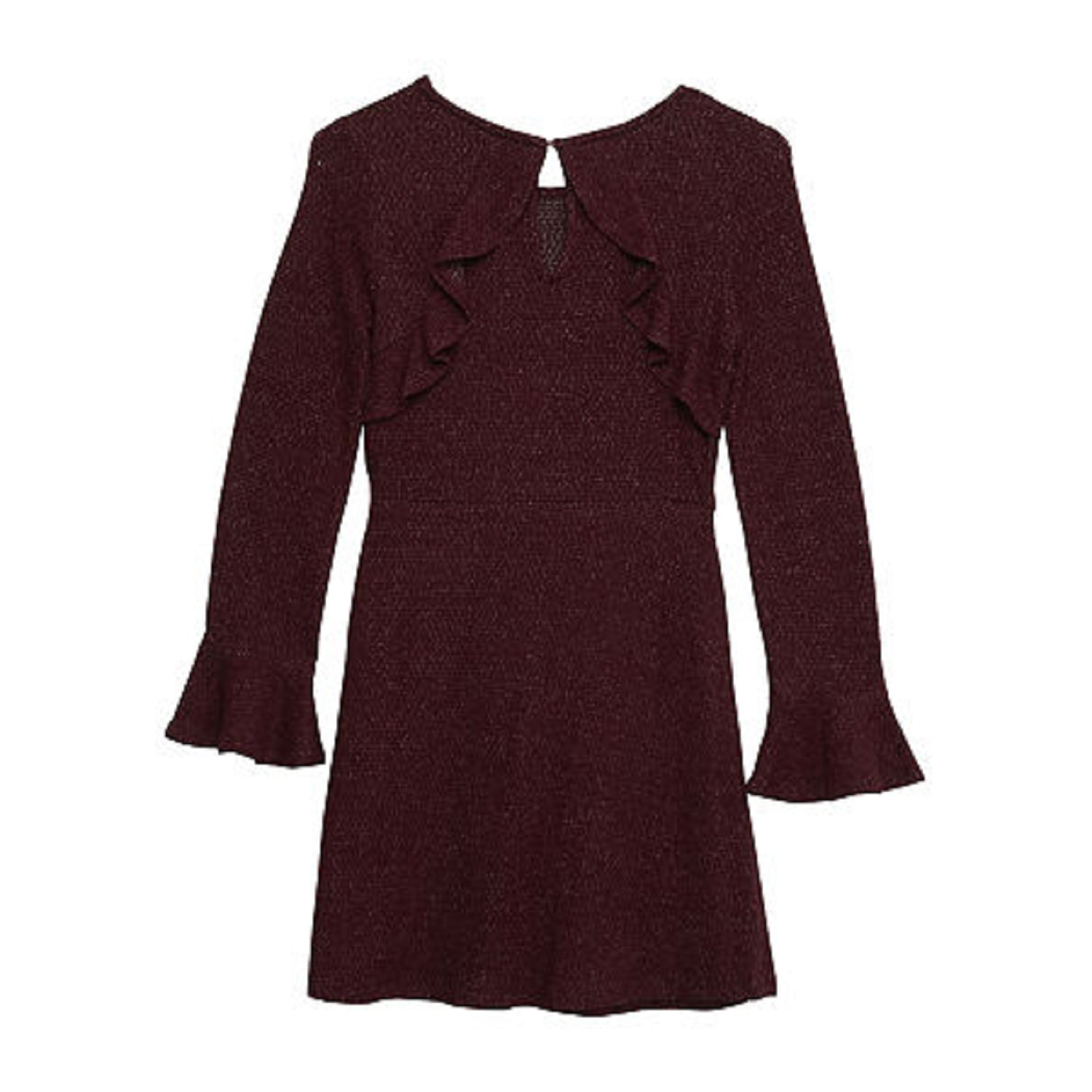 Byer California Big Girls LS Ruffled Sleeve ALine Dress PLUM 18 PLUS