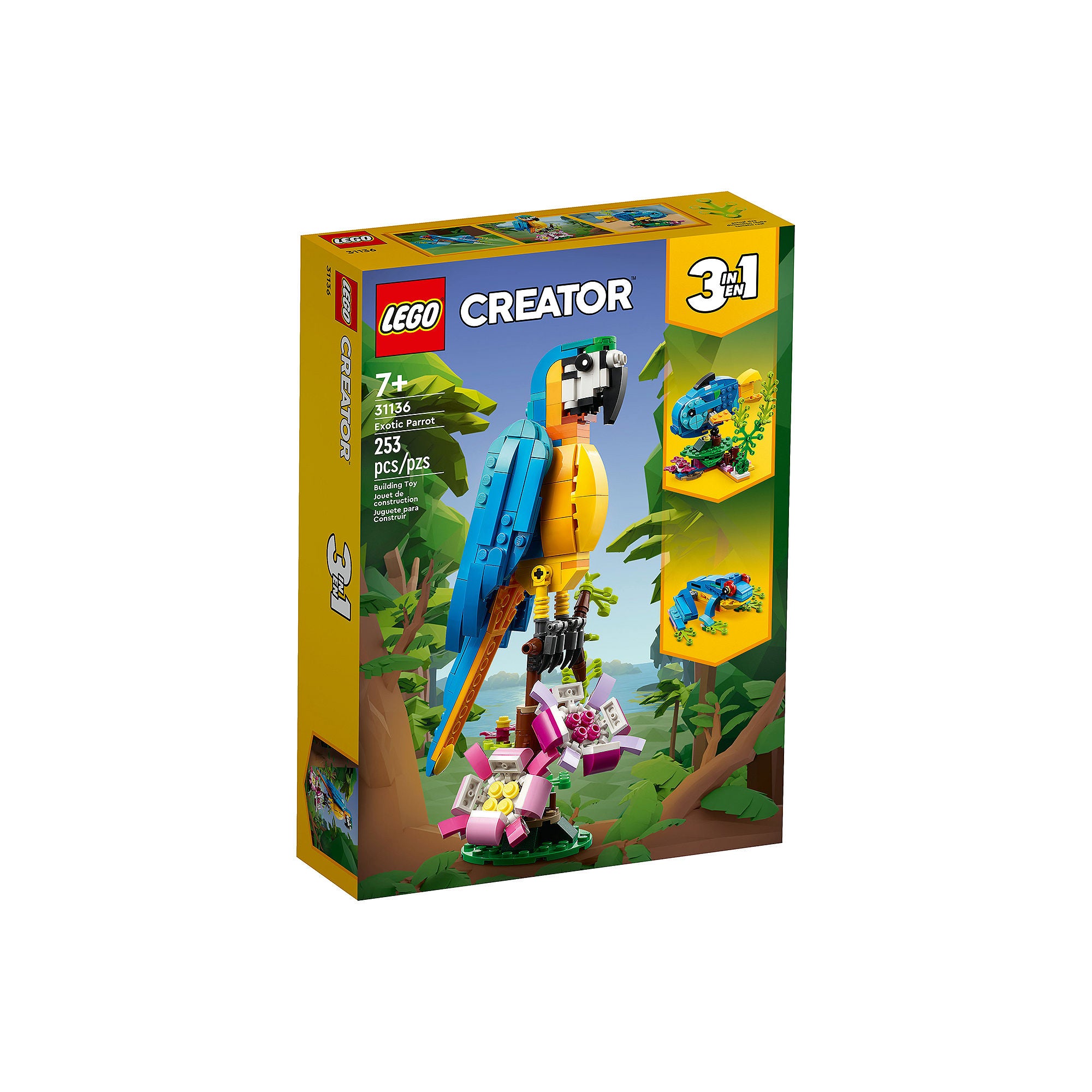 LEGO 6425613 Creator 3 in 1 Exotic Parrot to Frog to Fish Animal Figures Building Toy