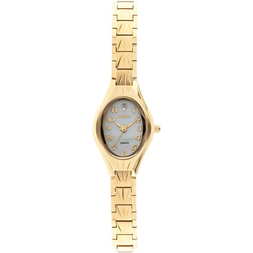 Elgin EG9759 Women's Oval Case Diamond-Cut Bracelet Watch, Gold