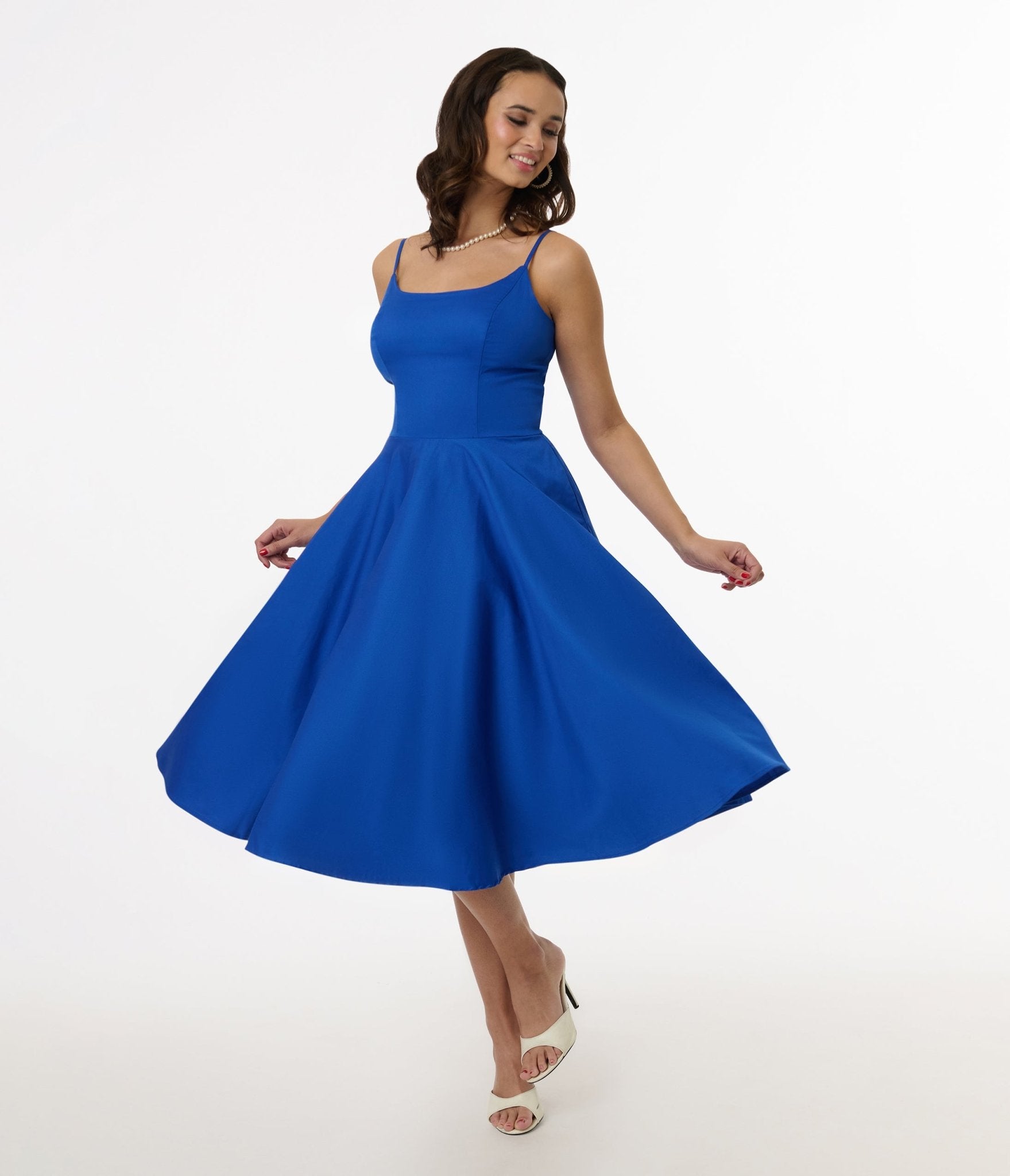 1950s Cobalt Blue Cotton Swing Dress