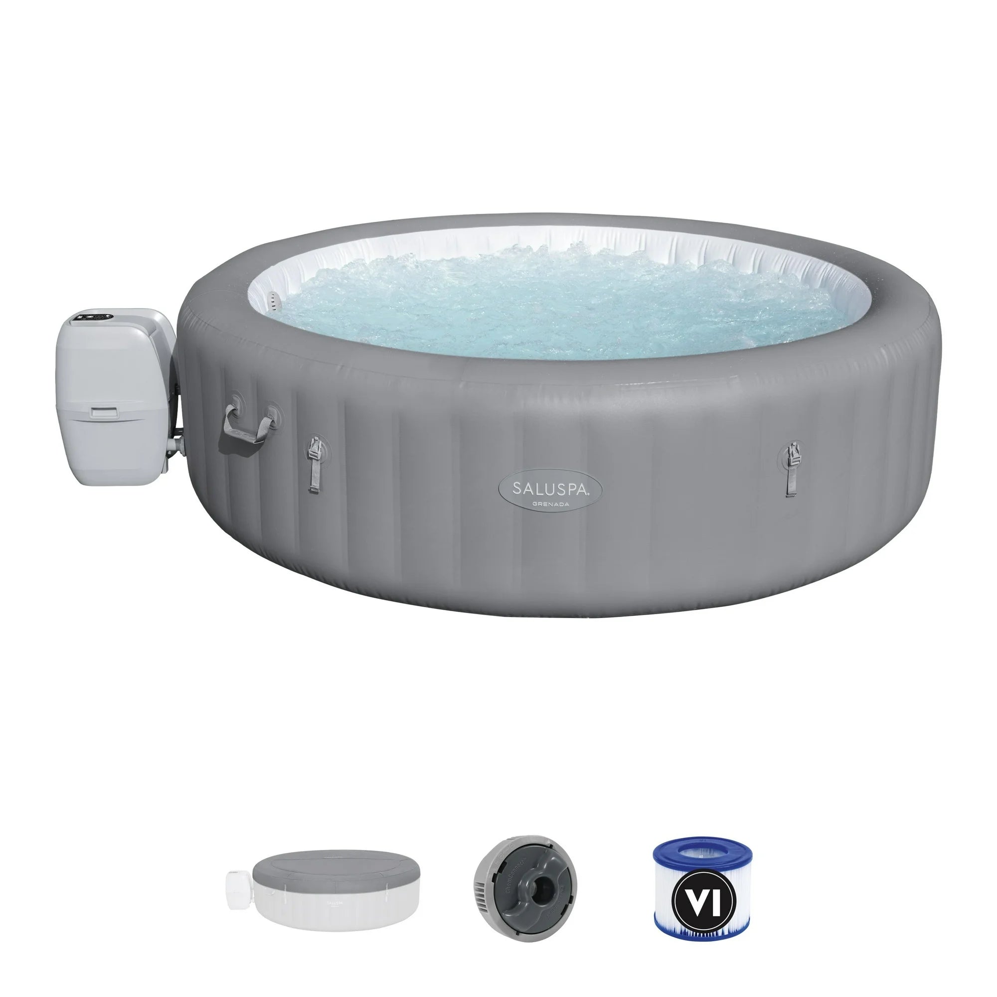 SaluSpa 60244E Grenada AirJet Inflatable Circle Hot Tub Spa 6-8 Person with Pump