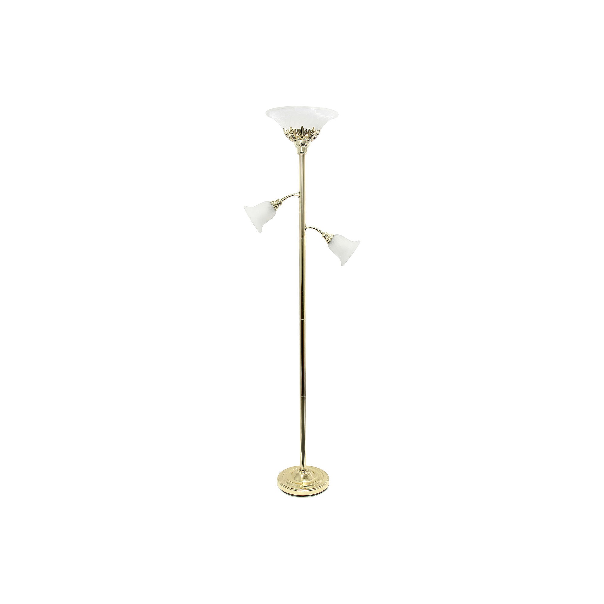 Elegant Designs 3 Light Floor Lamp with Scalloped Glass Shades, Gold