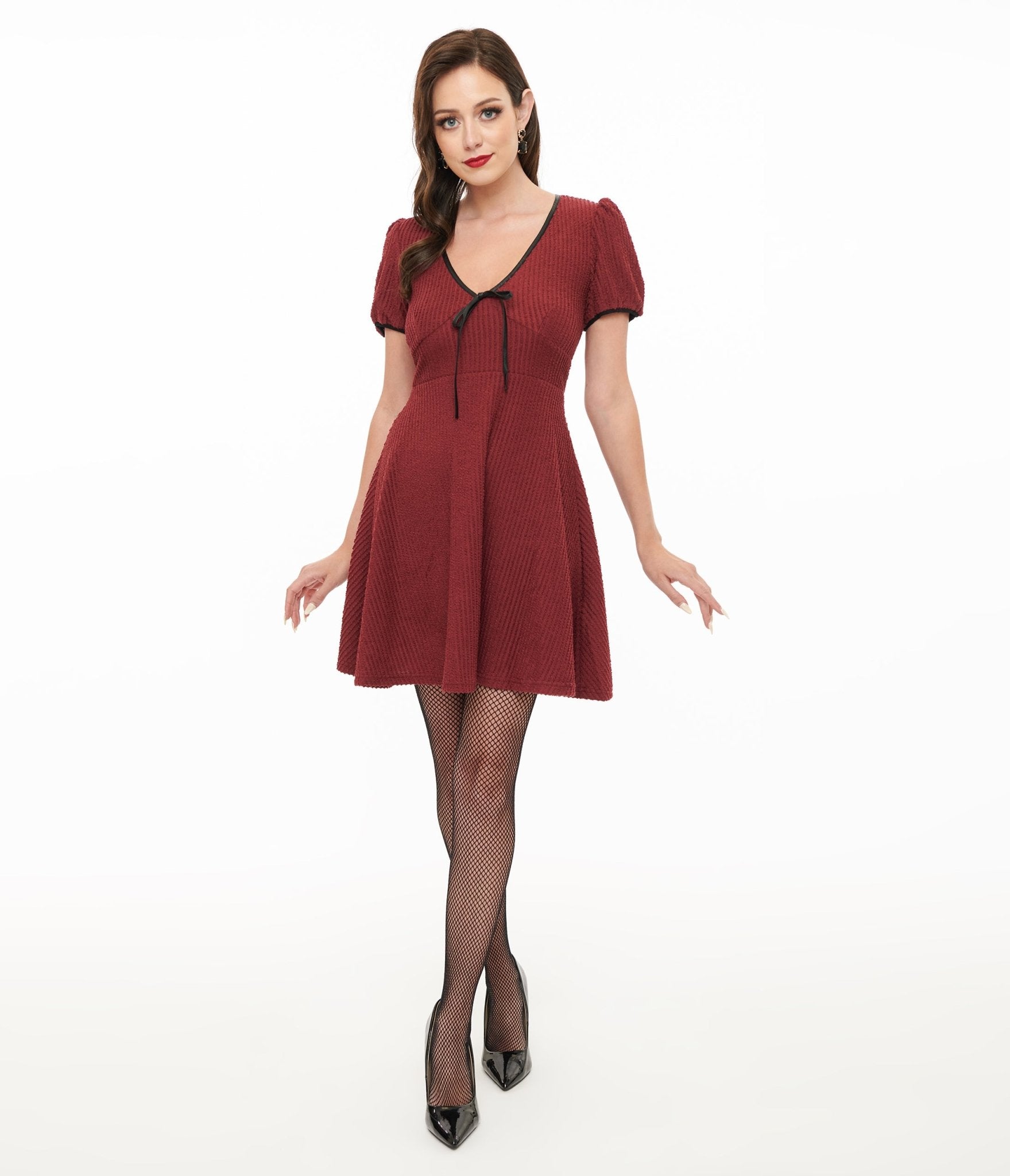 Killstar Burgundy Ribbed Chaseleigh Mini Dress