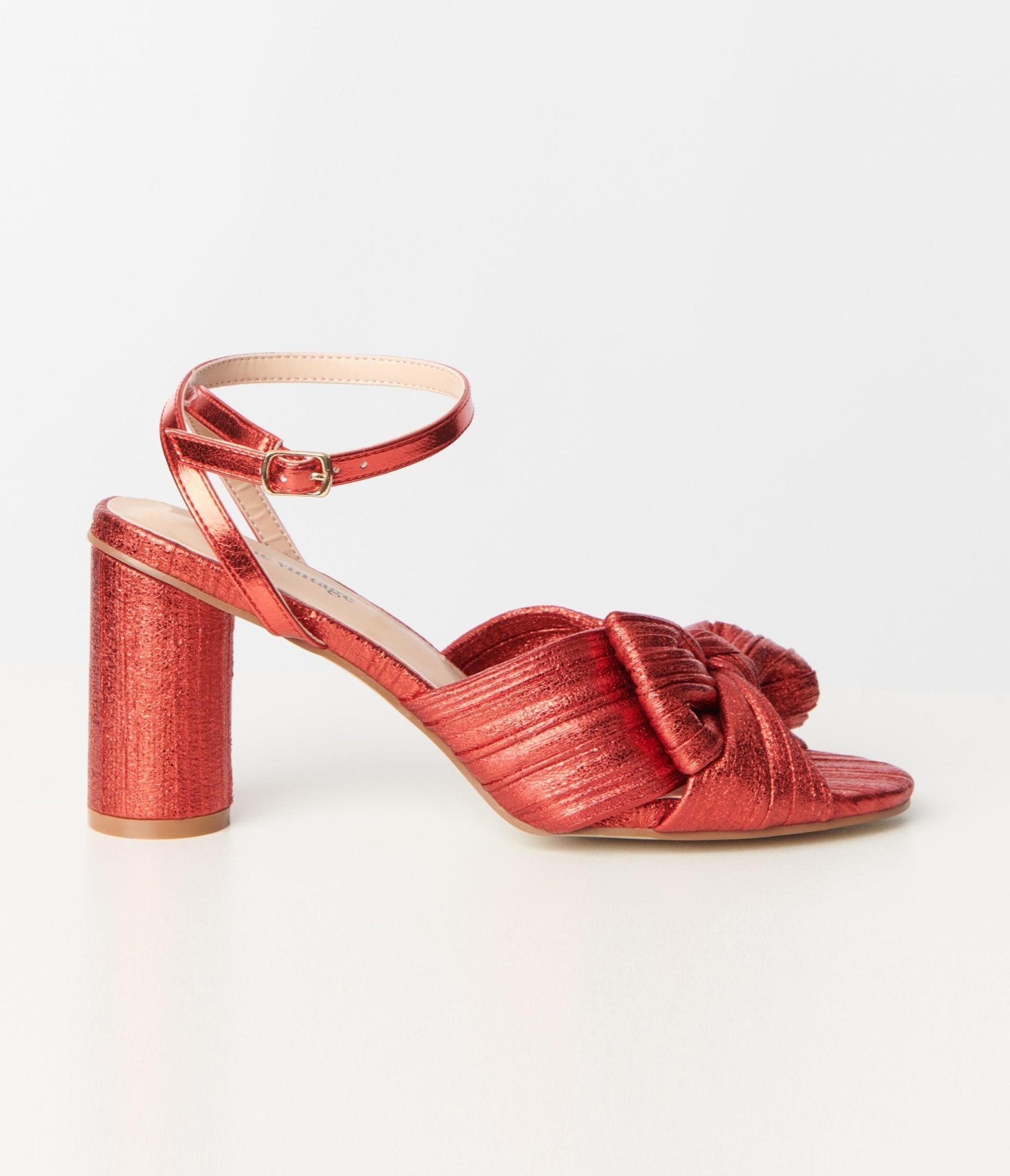 Unique Vintage Ruby Red Slingback Bow Heel