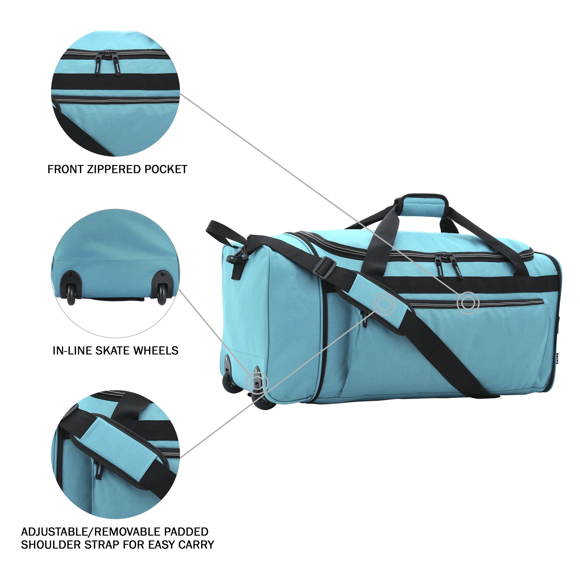 Protege PG98-170-028-04 28 Rolling Collapsible Travel Duffel Bag, Teal