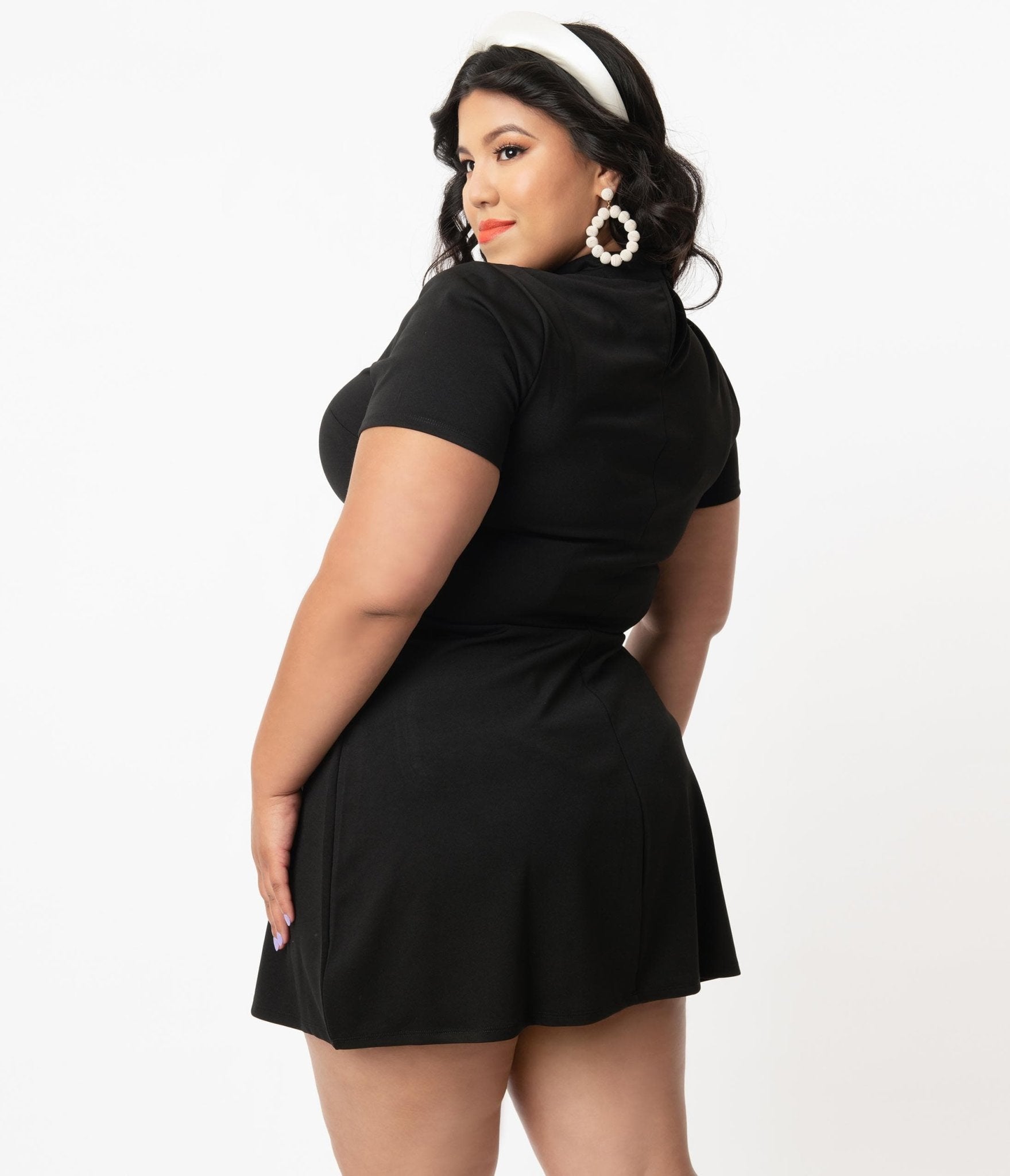 Smak Parlour Plus Size Black Mock Turtleneck Wave Maker Dress