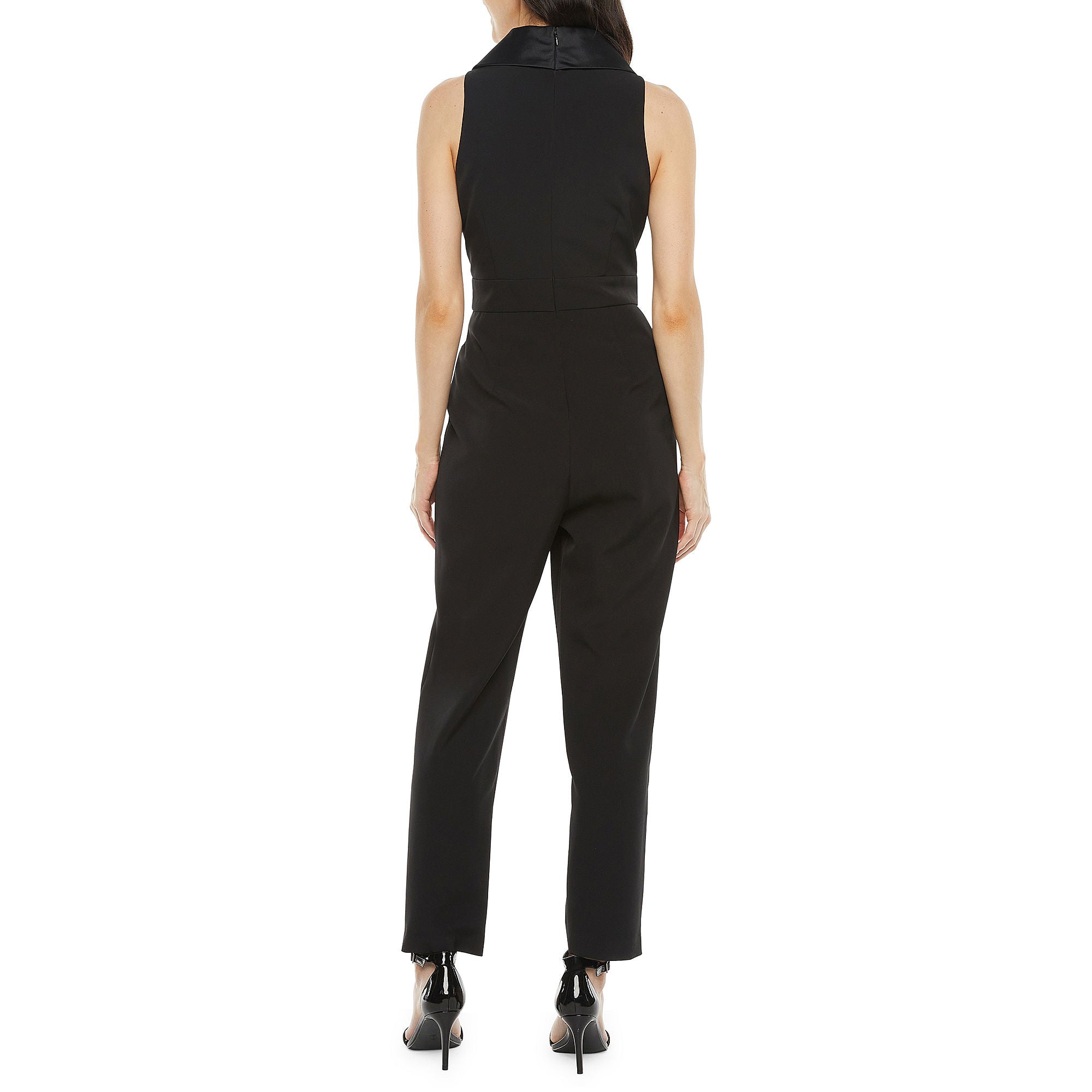 Jessica Howard Shawl Collar Sleeveless Jumpsuit - BLACK 14