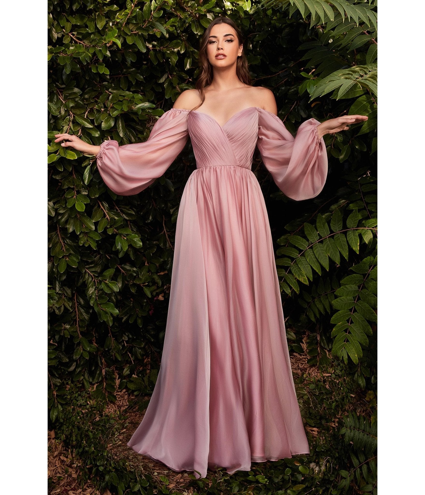 Ladivine by Cinderella Divine Petal Blush Chiffon Sweetheart Bridesmaid Goddess Gown