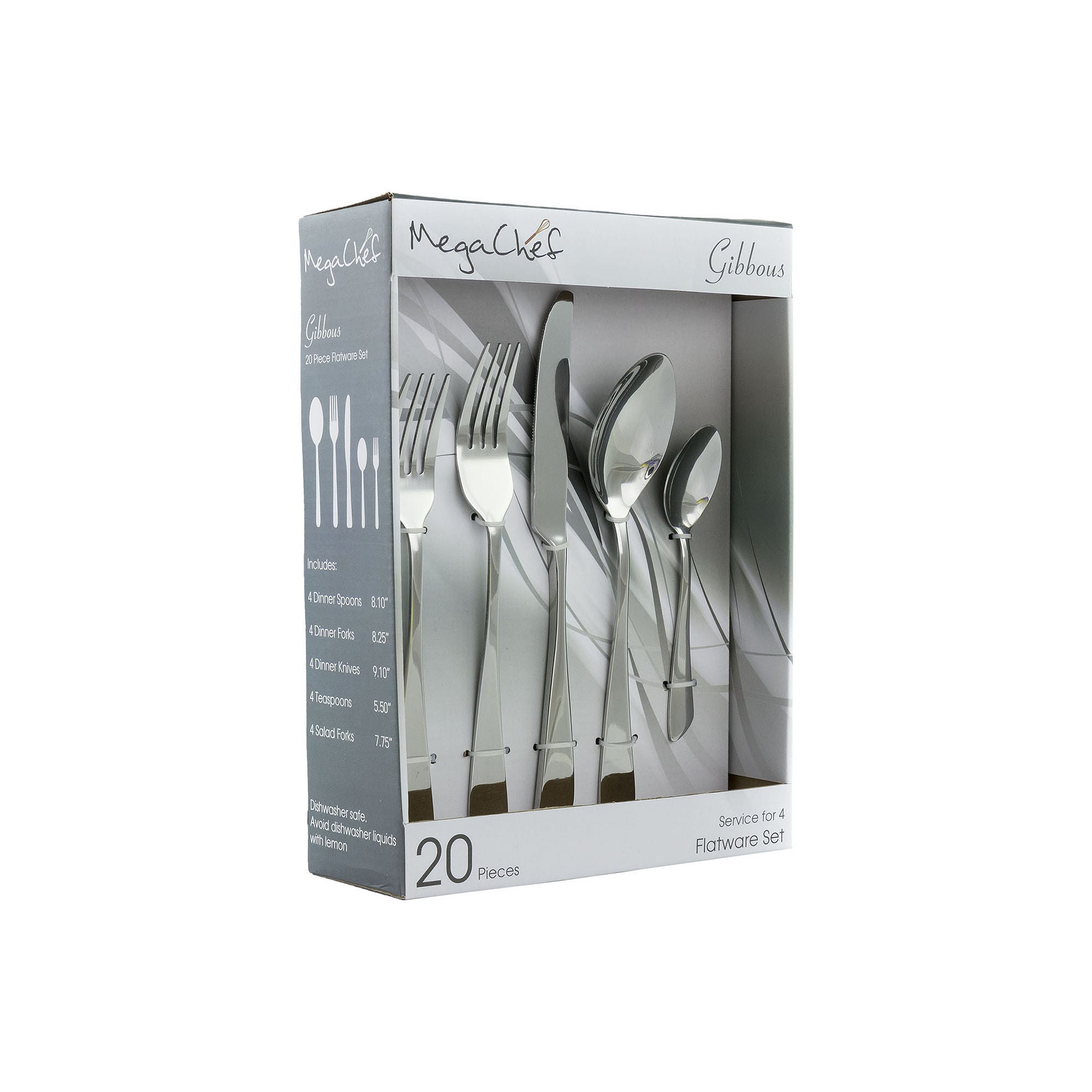 Megachef Gibbous 20-Pc. 18/10 Stainless Steel Flatware Set - SILVER ONE SIZE