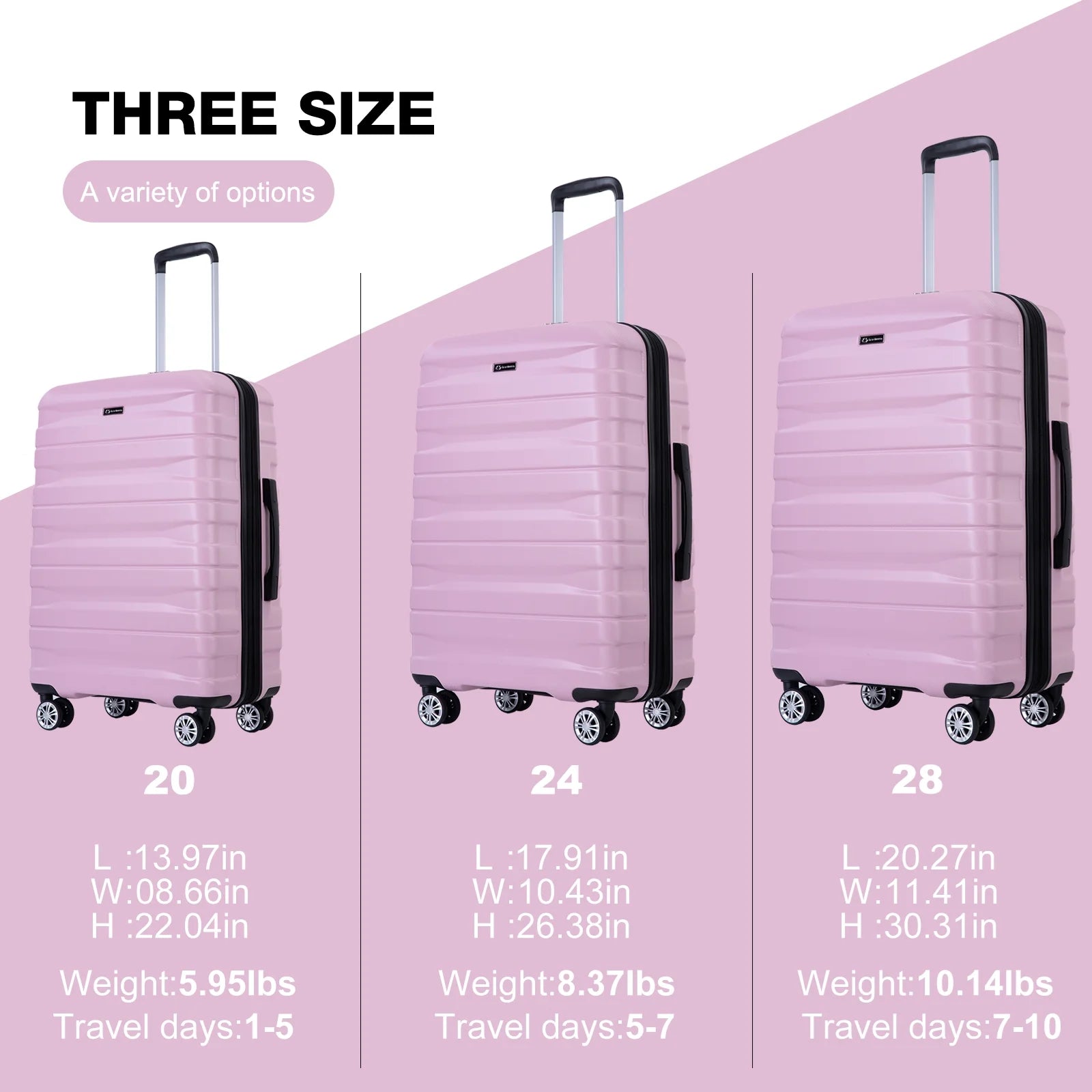 Tripcomp TR2006 Hardside Luggage Set,Carry-on, Pink