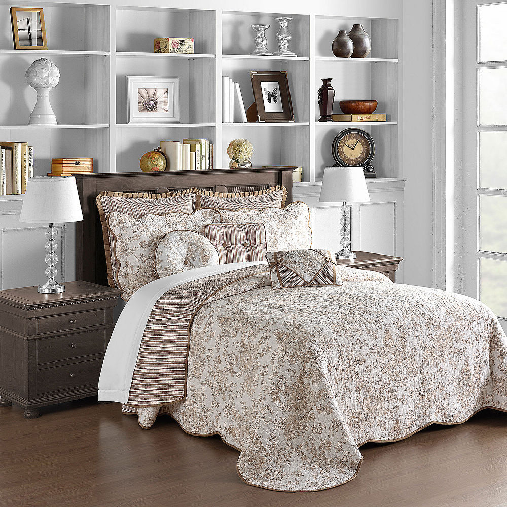 Laurel Manor Toile Garden Bedspread Taupe - Queen