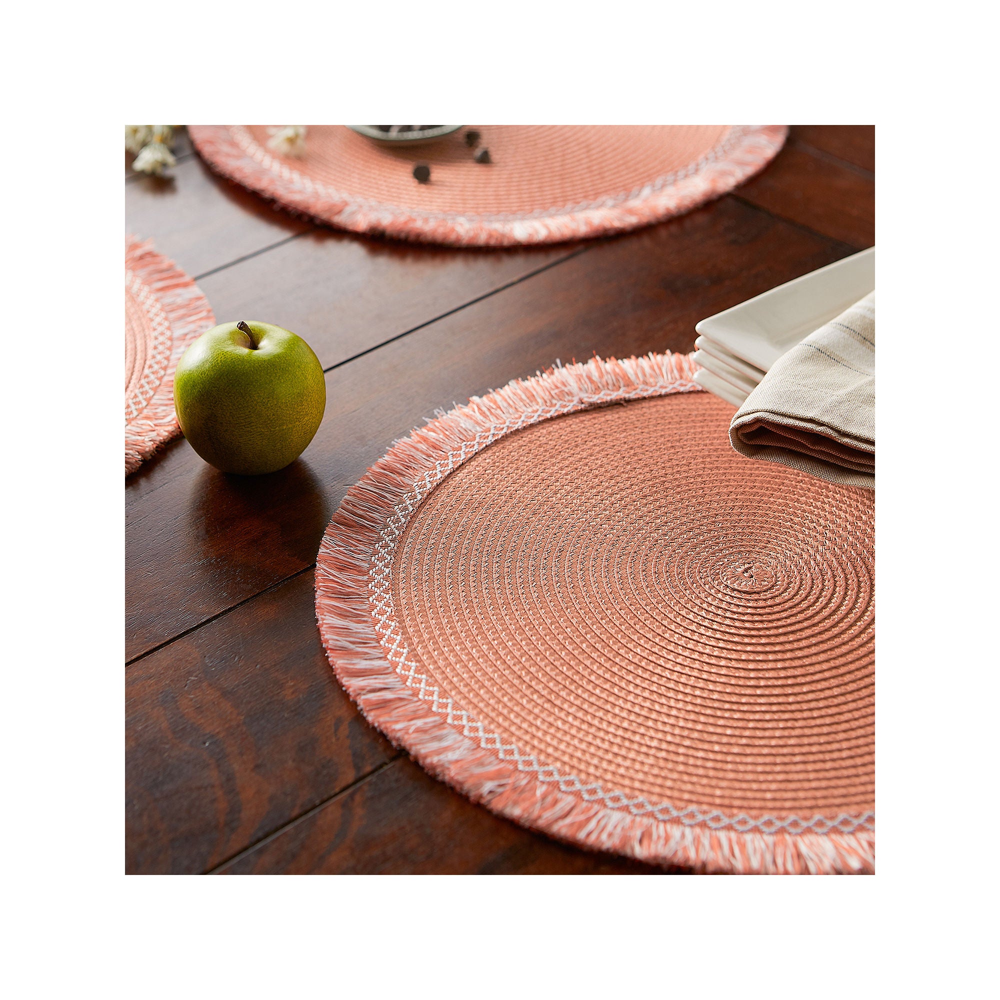 Design Imports Spice Round Fringed 6-Pc. Placemats - SPICE ONE SIZE