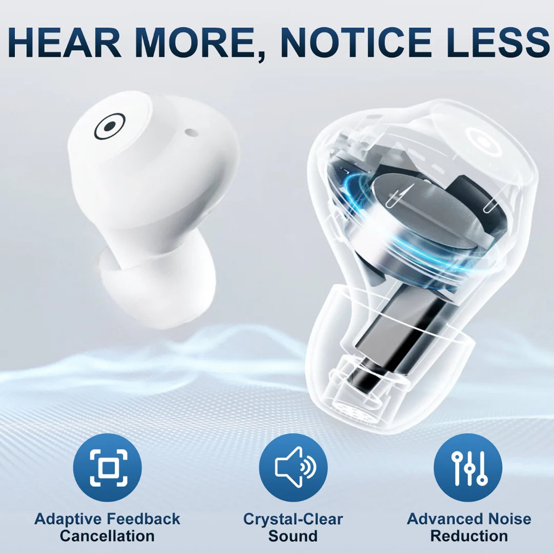 Ceretone CE-A61AT Fusion In-the-Ear Rechargeable Discreet OTC Hearing Aids with Advanced Noise Reduction