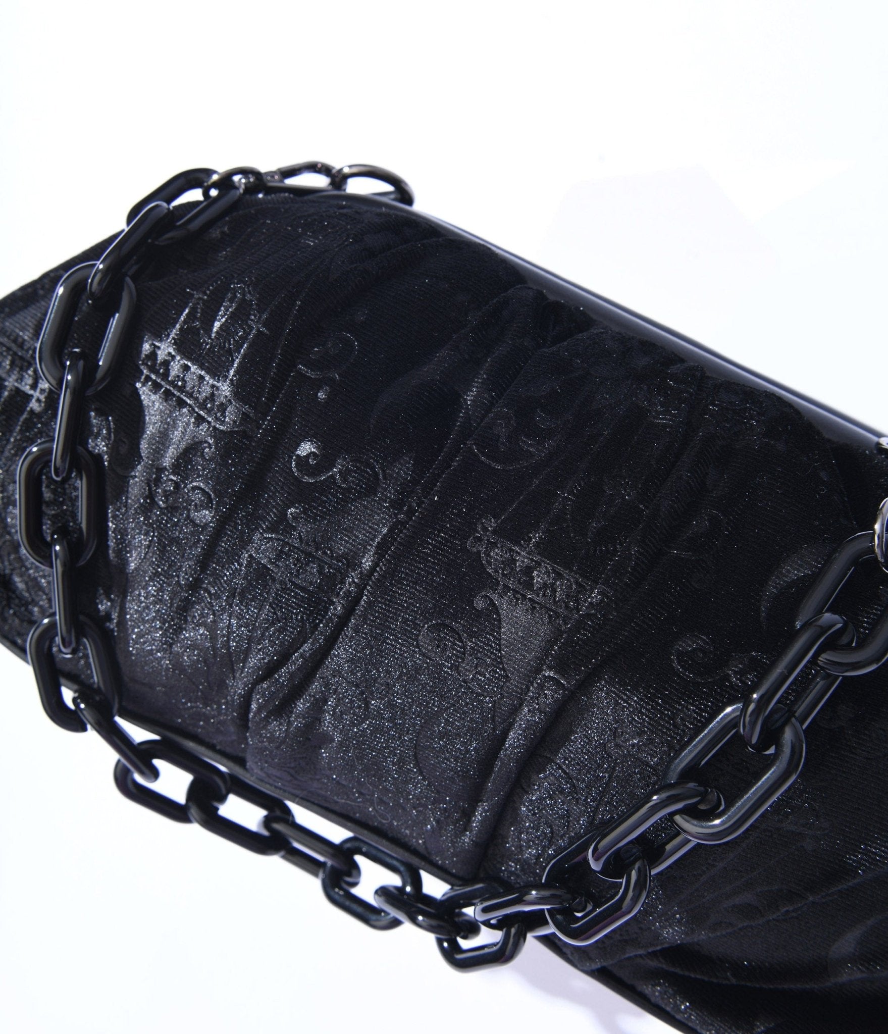 Black Chandelier Embossed Velvet Handbag