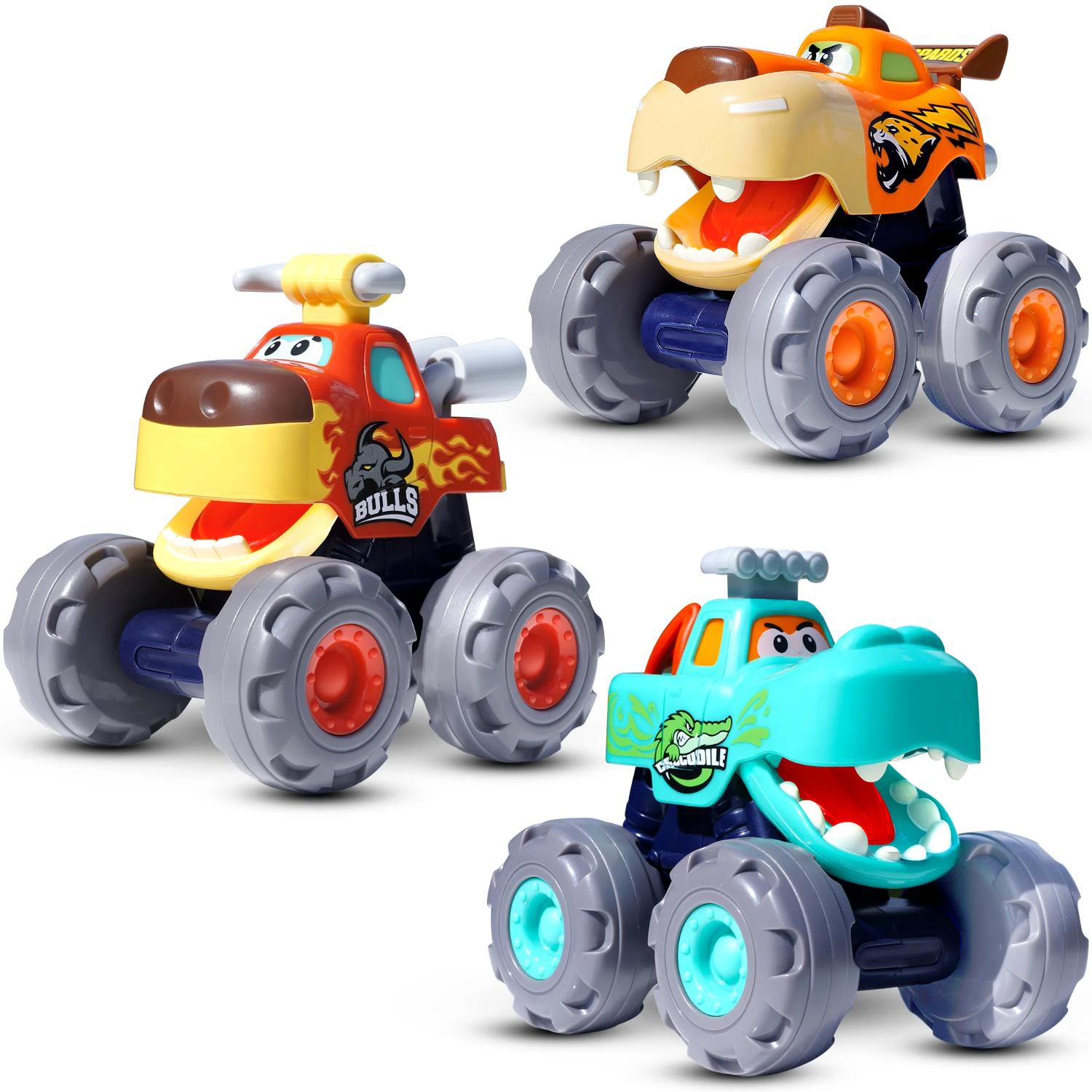 Elalci Trading 3151 Animal Monster Trucks Friction Powered Toy Cars Set Play Vehicle