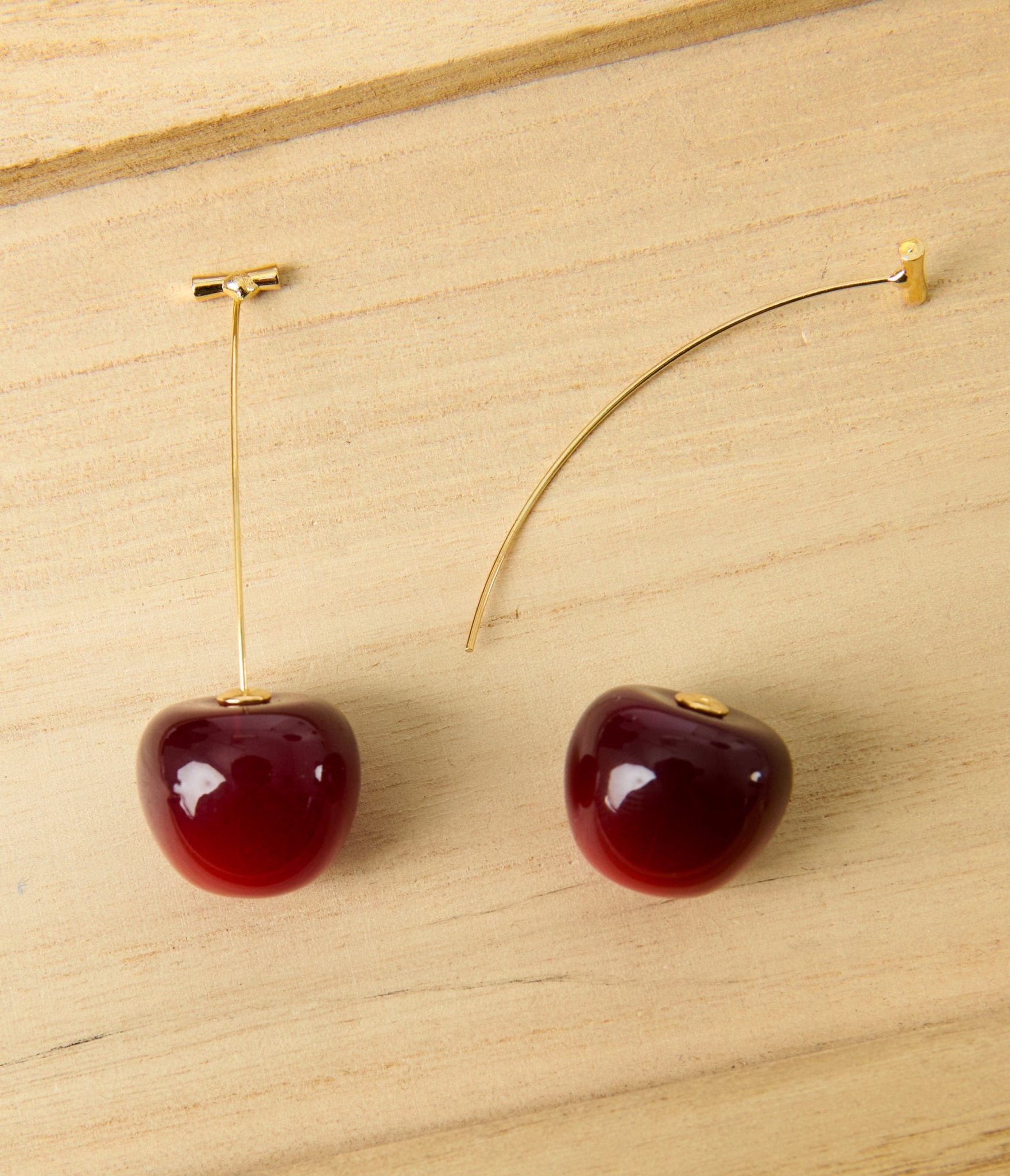 Gold Stem Cherry Earrings