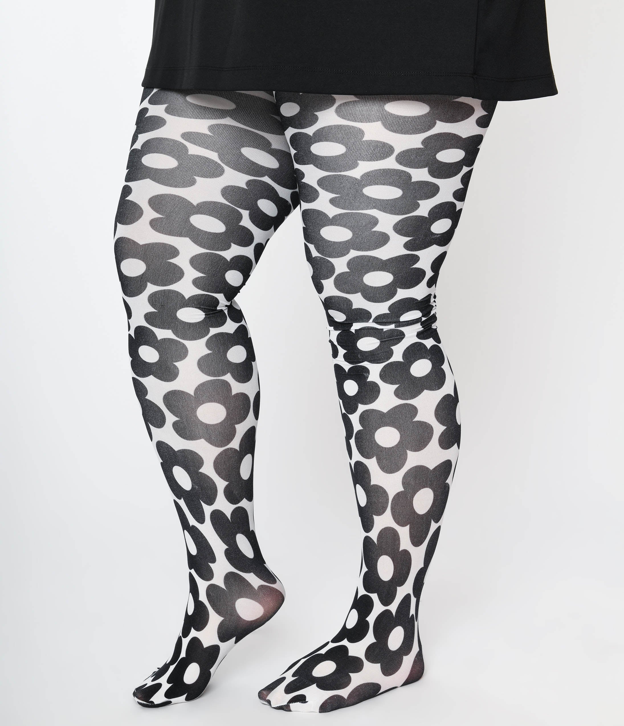 Smak Parlour White & Black Daisy Tights