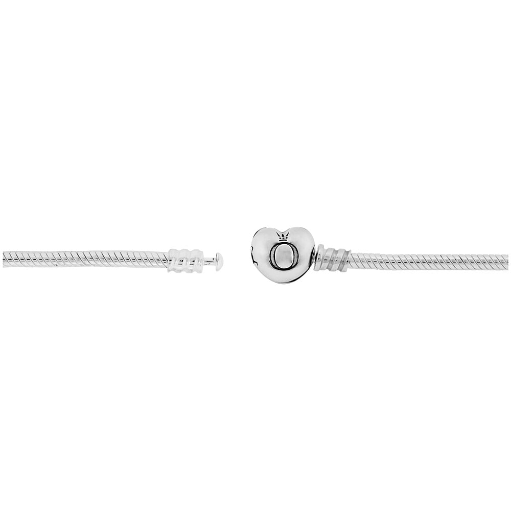 PANDORA Snake Chain Heart Clasp Charm Bracelet in Sterling Silver, 6.3 - Heartshaped Clasp