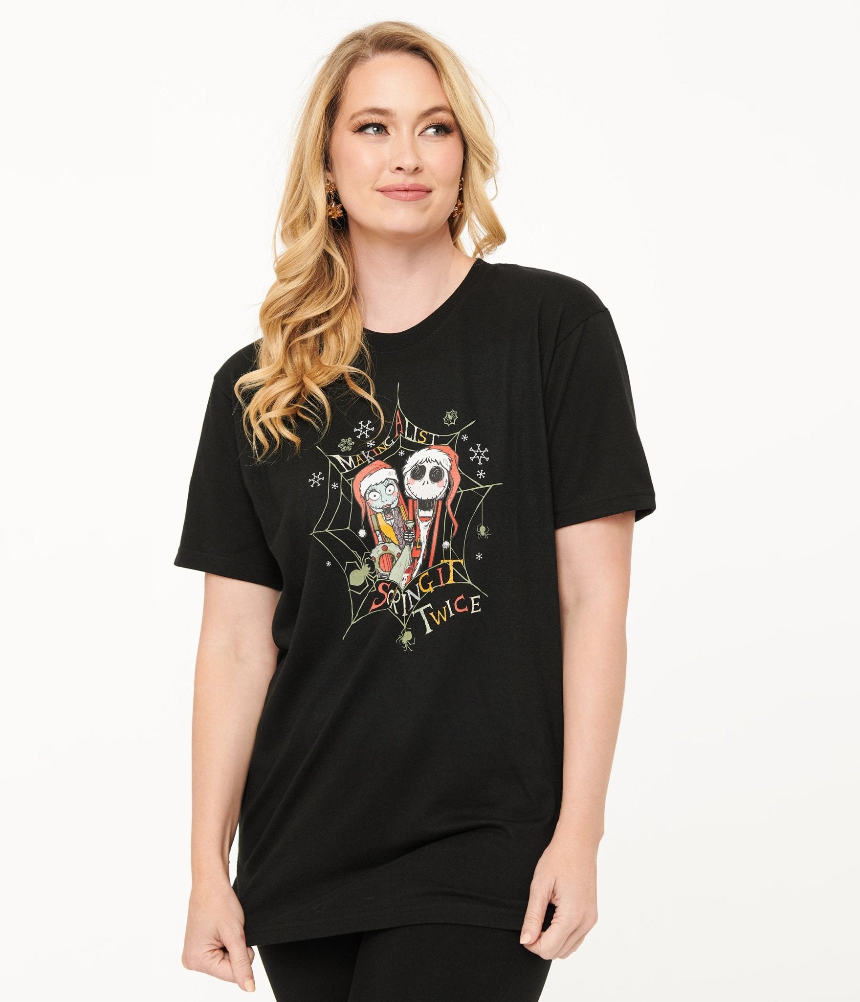 Tim Burton's The Nightmare Before Christmas by Unique Vintage Black Jack & Sally Making A List Unisex Graphic Tee