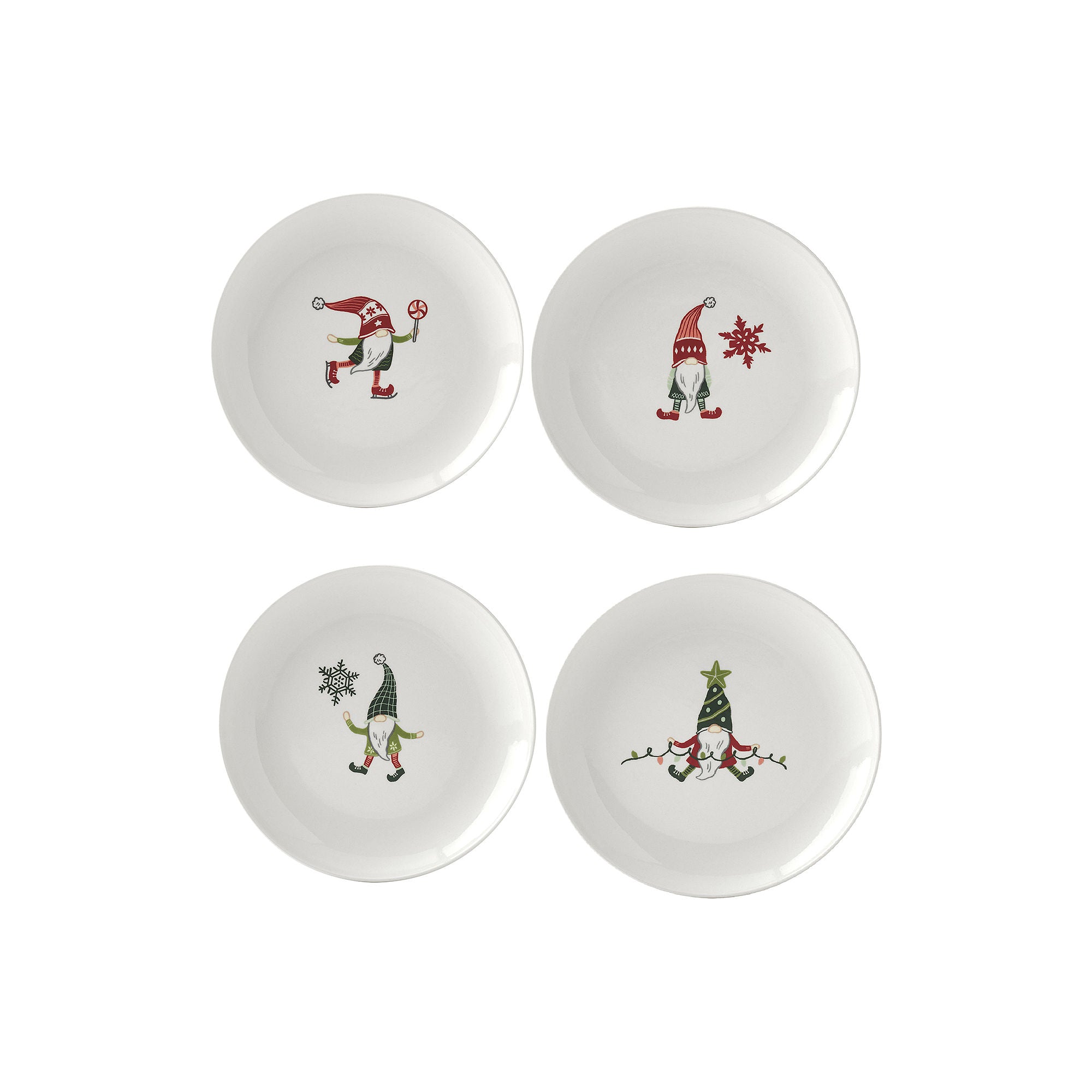 Tabletops Unlimited Gnomes 4-Pc. Stoneware Salad Plate - WHITE ONE SIZE