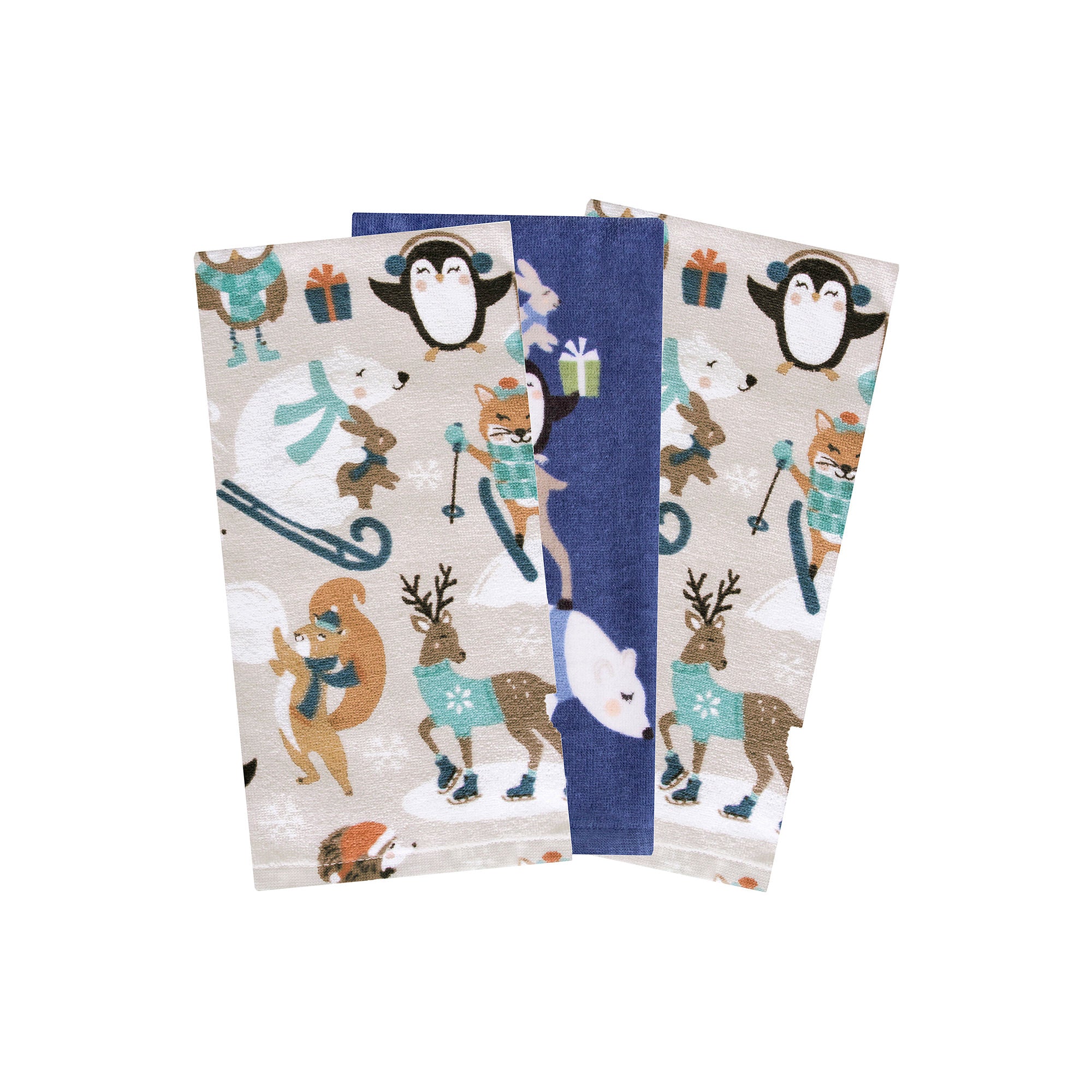 Ritz Polar Critters 3-Pc. Towels + Dish Cloths - BLUE ONE SIZE