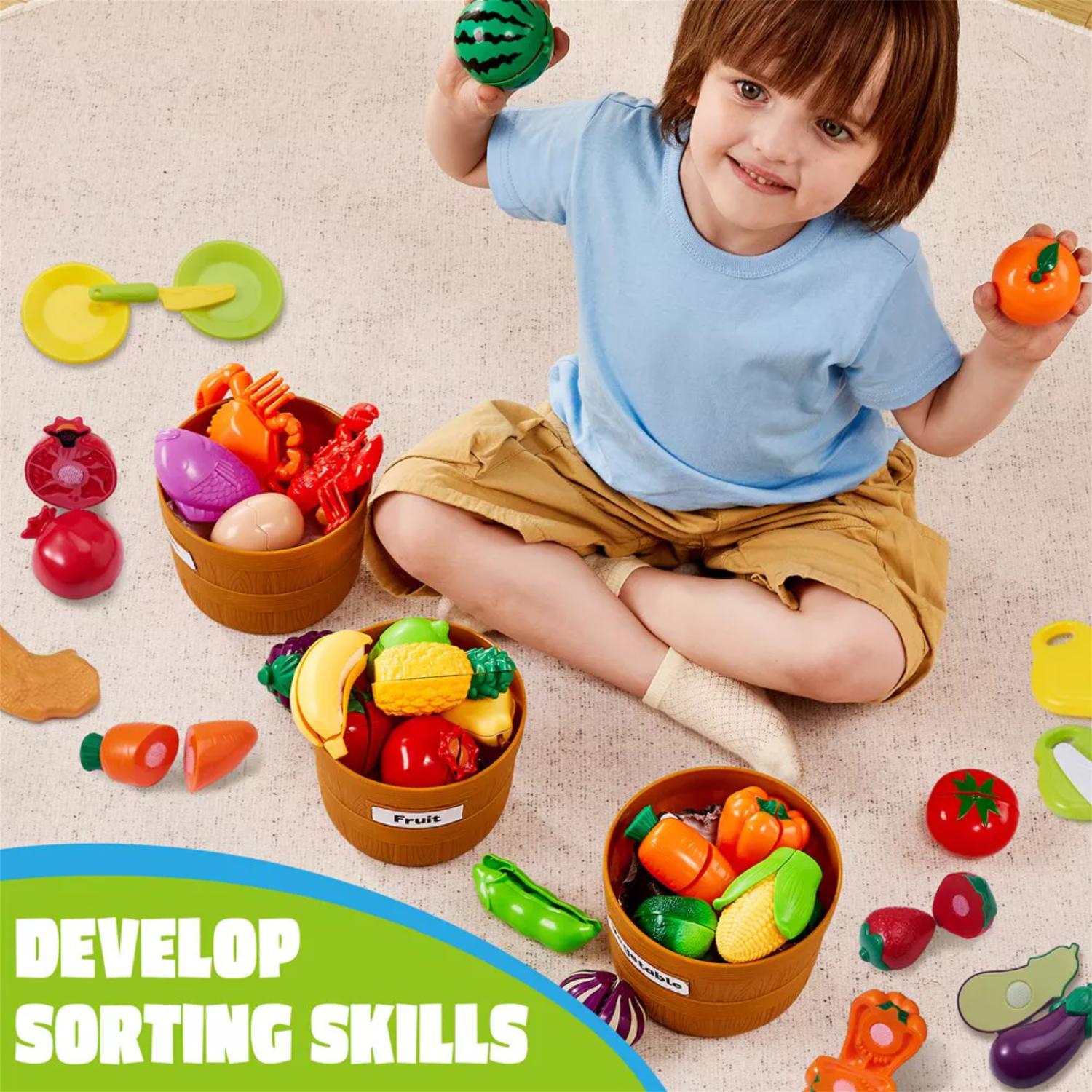 Syncfun Play Food Set for Kids Kitchen Color Sorting Toy