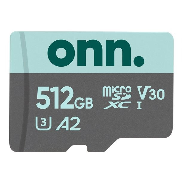 Onn. 100075921 512 GB MicroSDXC U3 Memory Card With Adapter